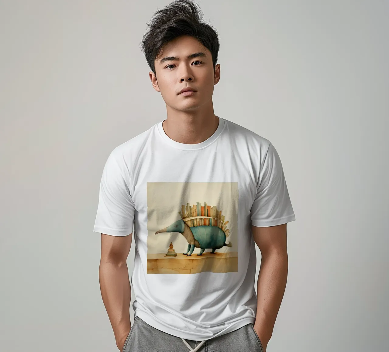 Minimal Armadillo 2 t-shirt by Minimal Animal Art