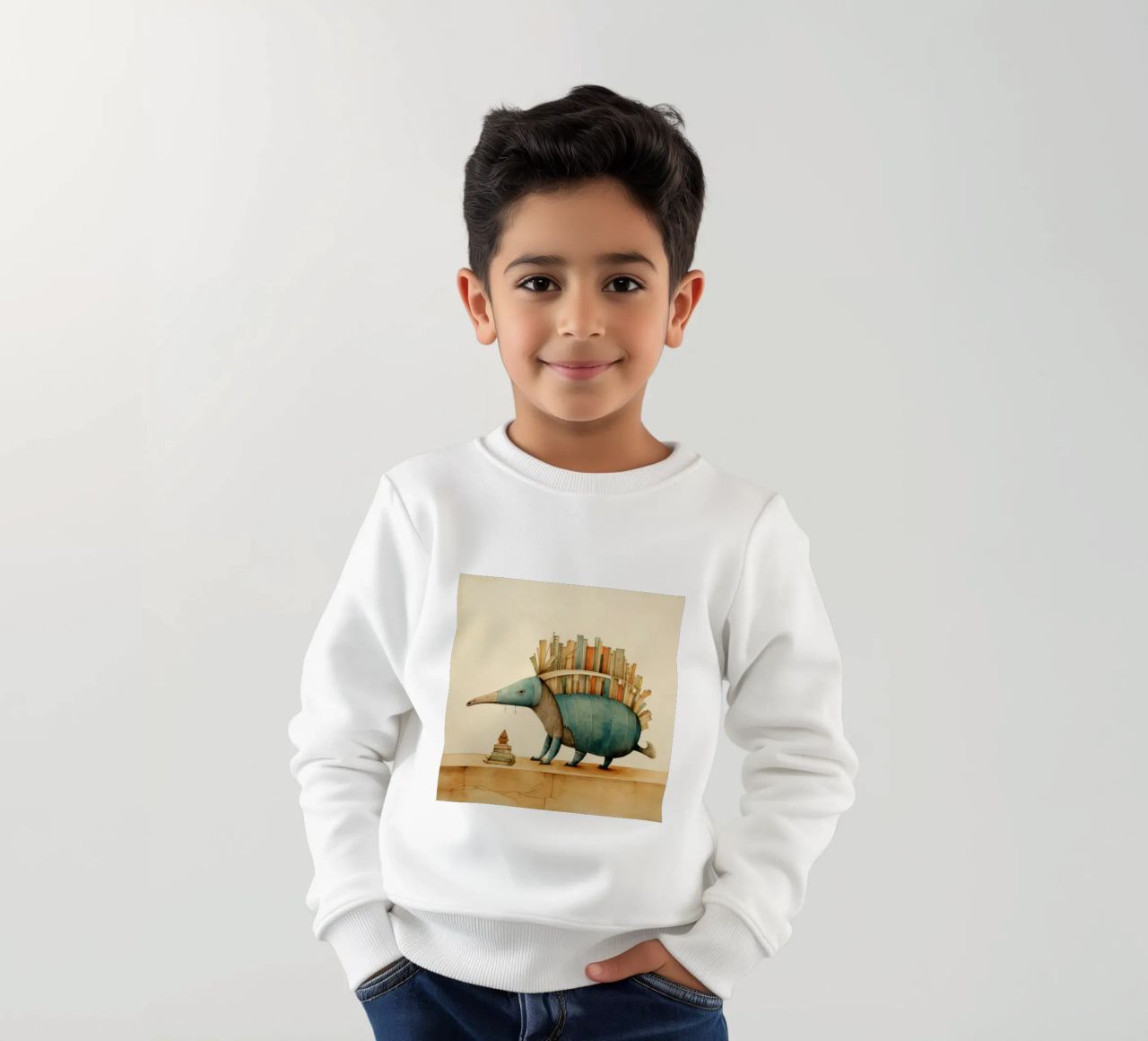 Armadillo mínimo 2 sudadera para niño de Minimal Animal Art