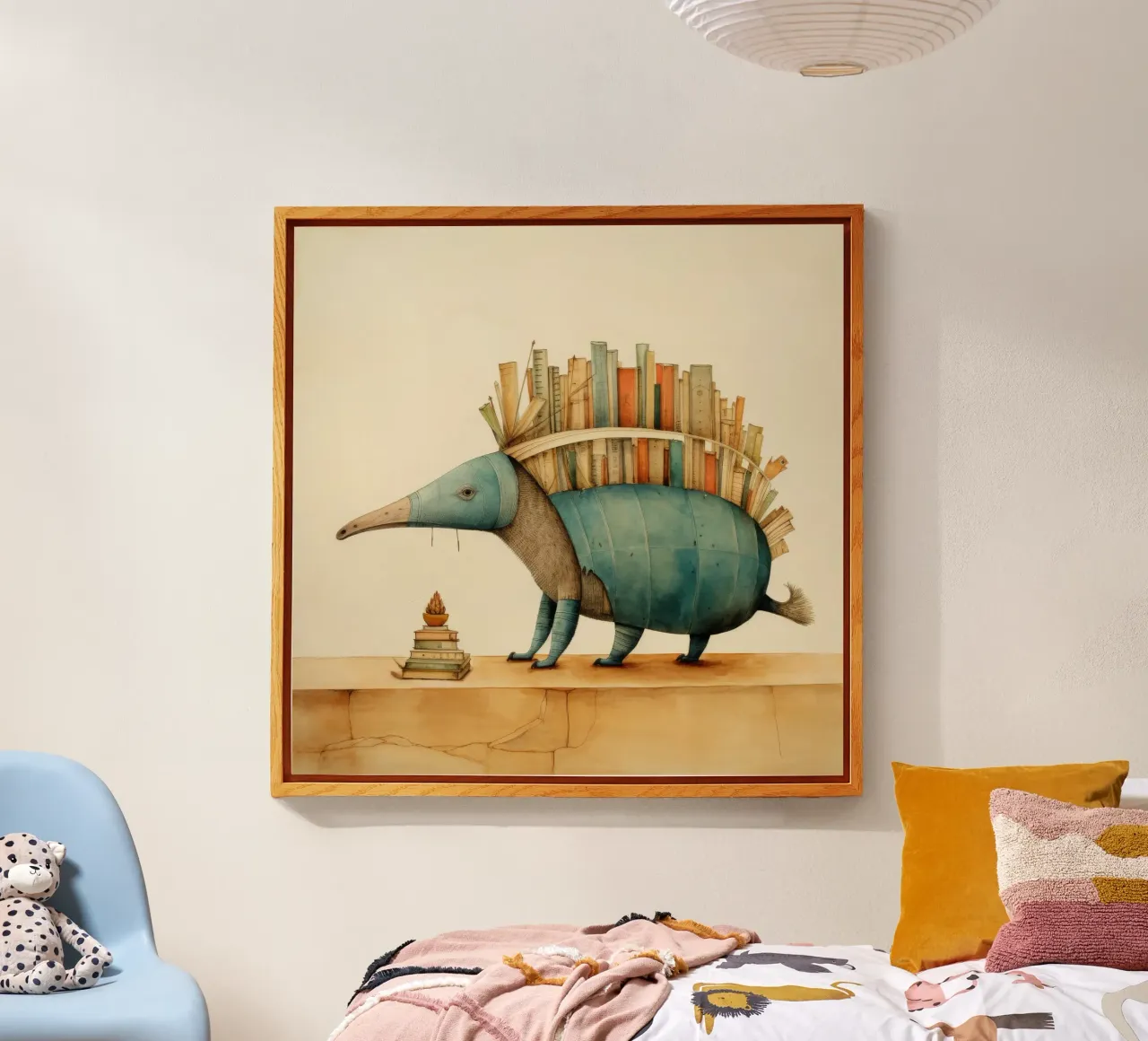 Minimaal Armadillo acryl van Minimal Animal Art