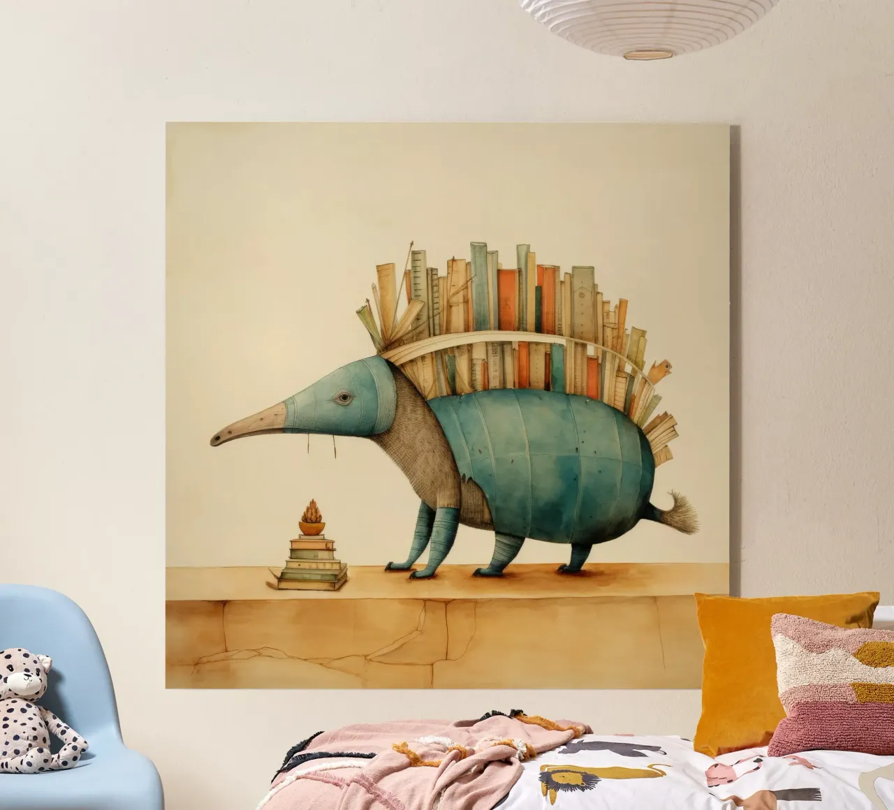 Minimaal Armadillo acryl van Minimal Animal Art