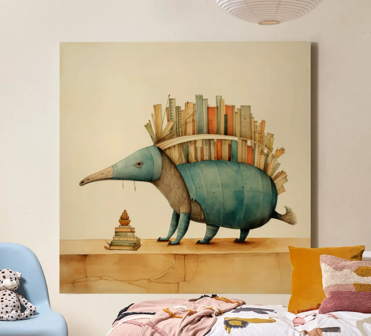Armadillo minimale 2 tela con Cornice a cassetta da Minimal Animal Art