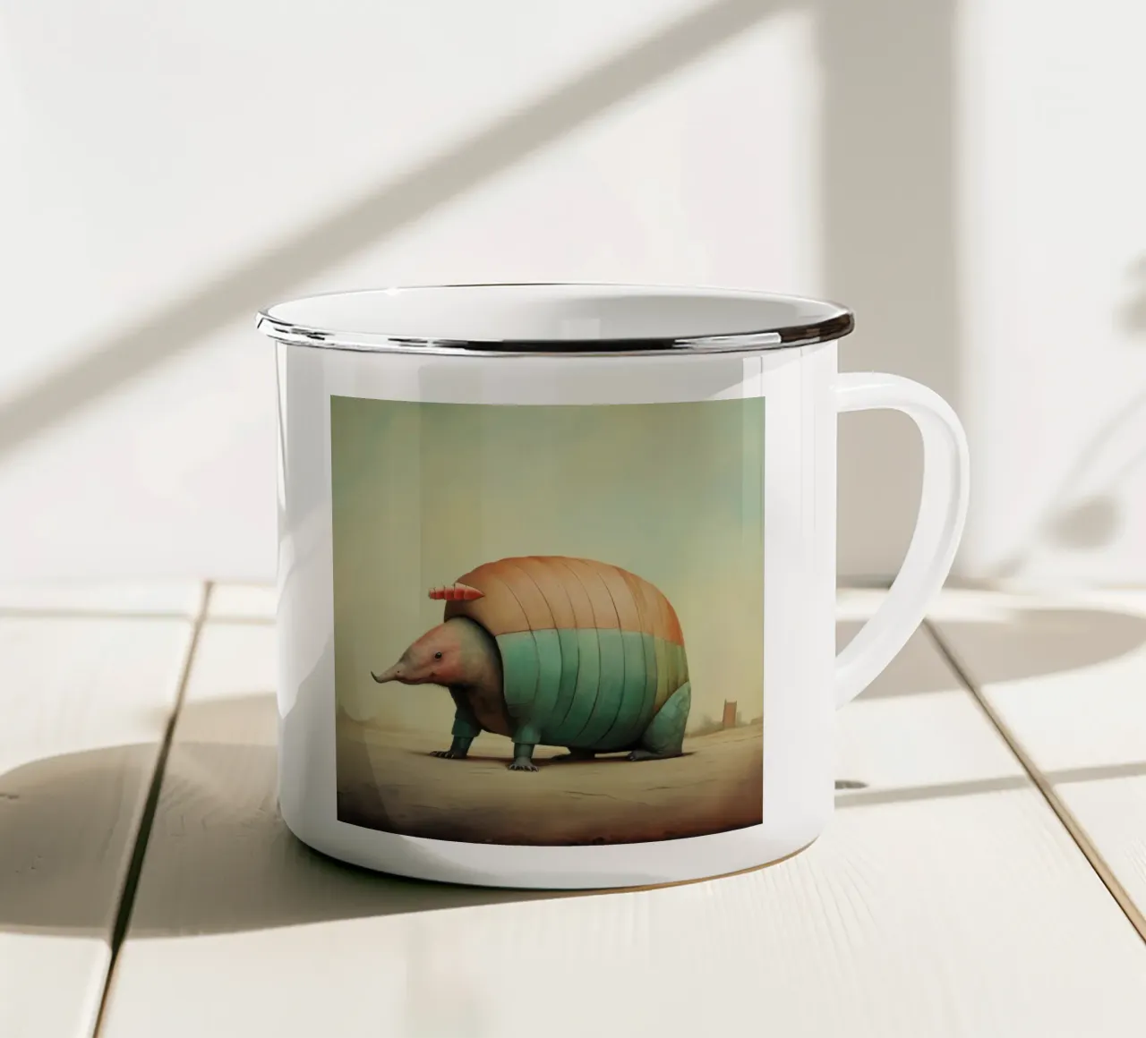 Armadillo minimale 3 tazza in smalto da Minimal Animal Art