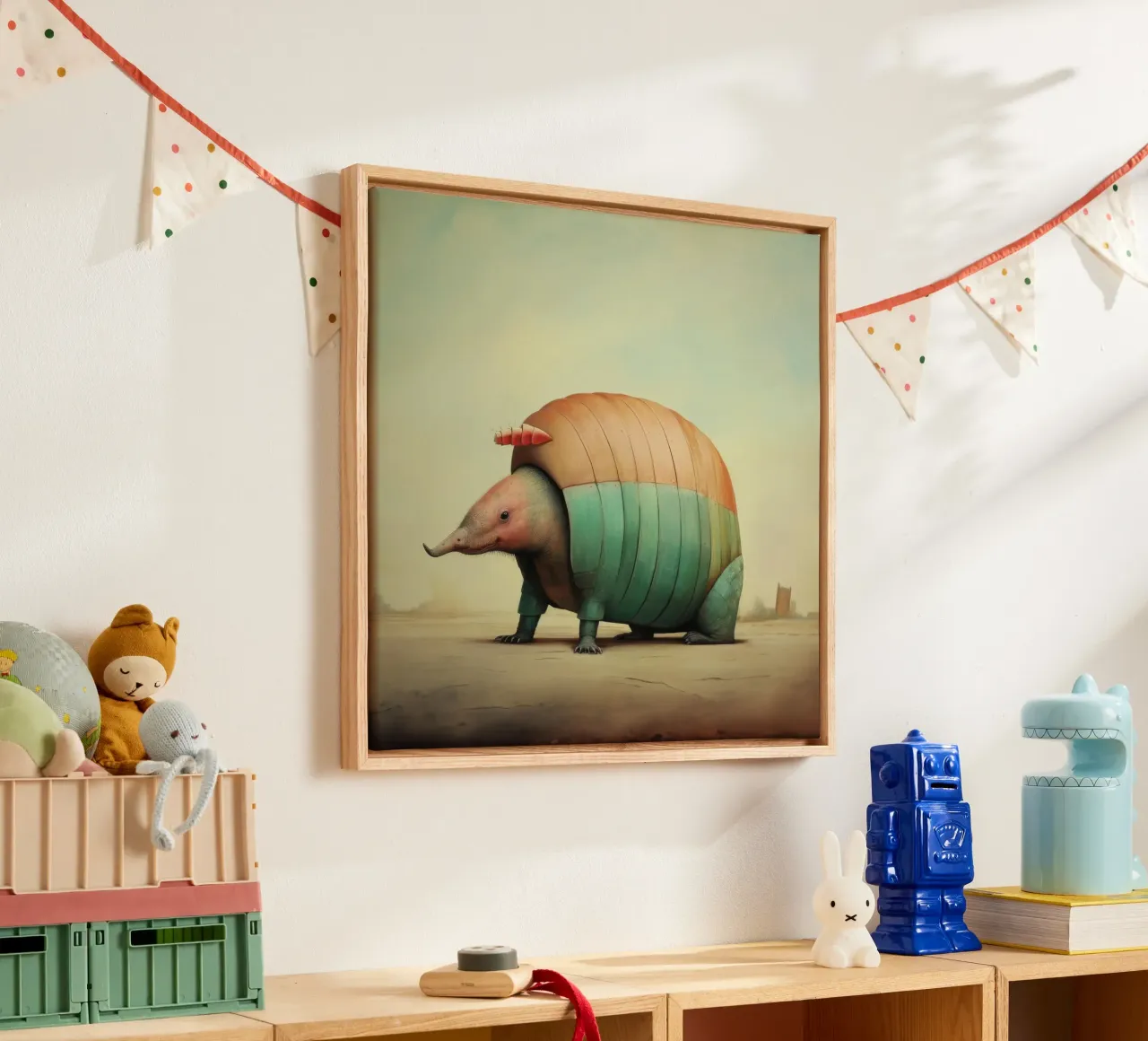 Minimal Armadillo 3 canvas by Minimal Animal Art