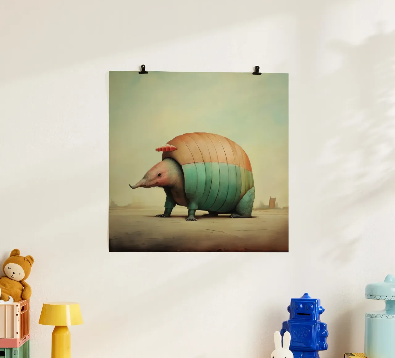 Minimo Armadillo poster da Minimal Animal Art