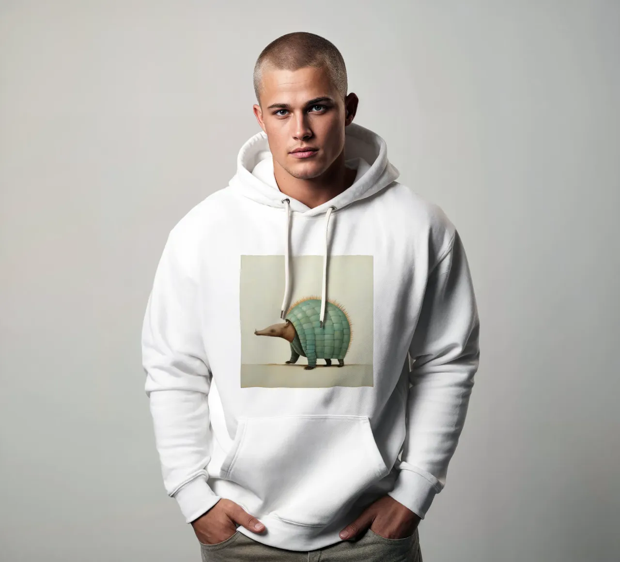 Armadillo minimo 1 felpa con cappuccio da Minimal Animal Art
