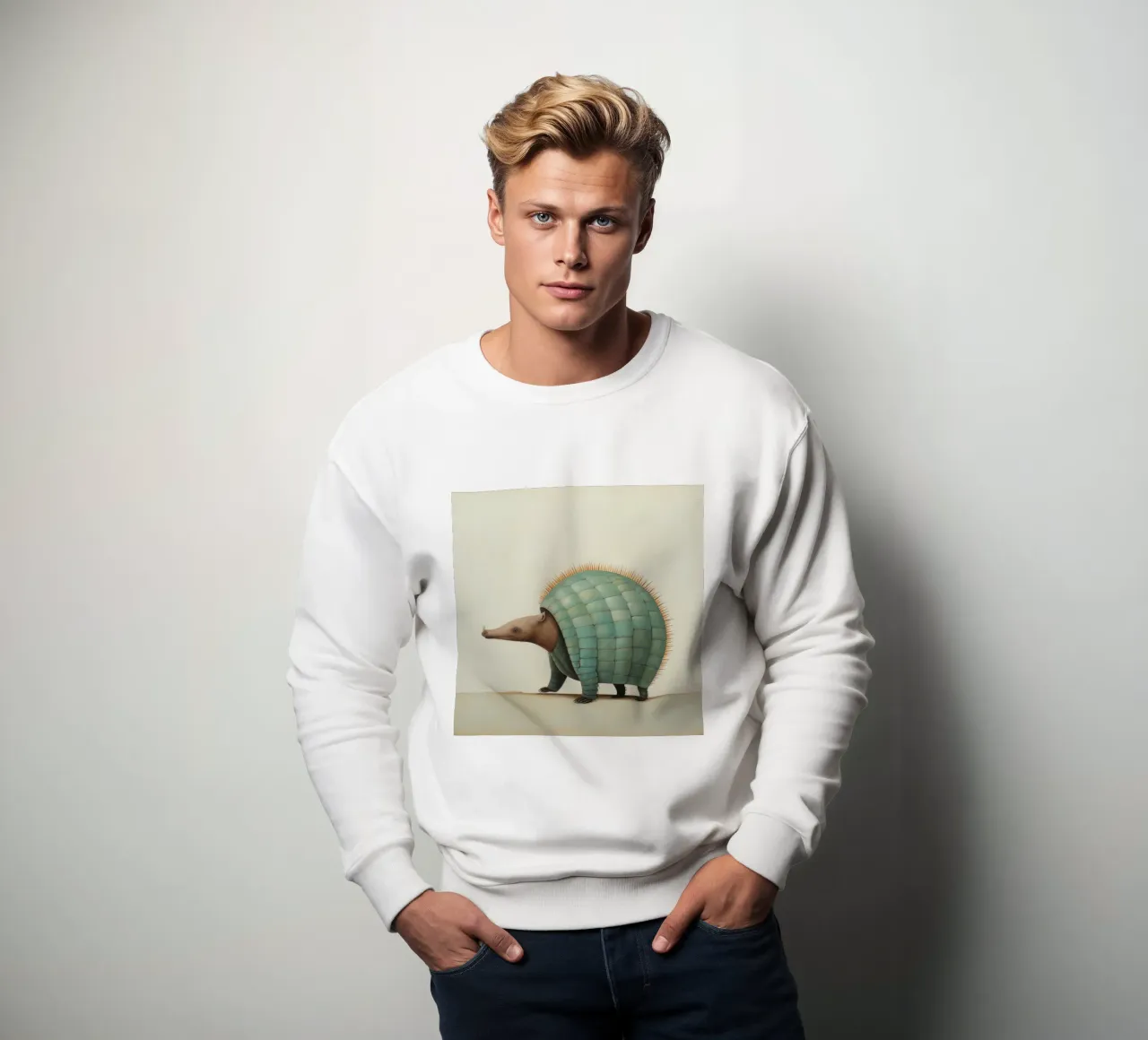 Minimal Armadillo 1 sweatshirt by Minimal Animal Art