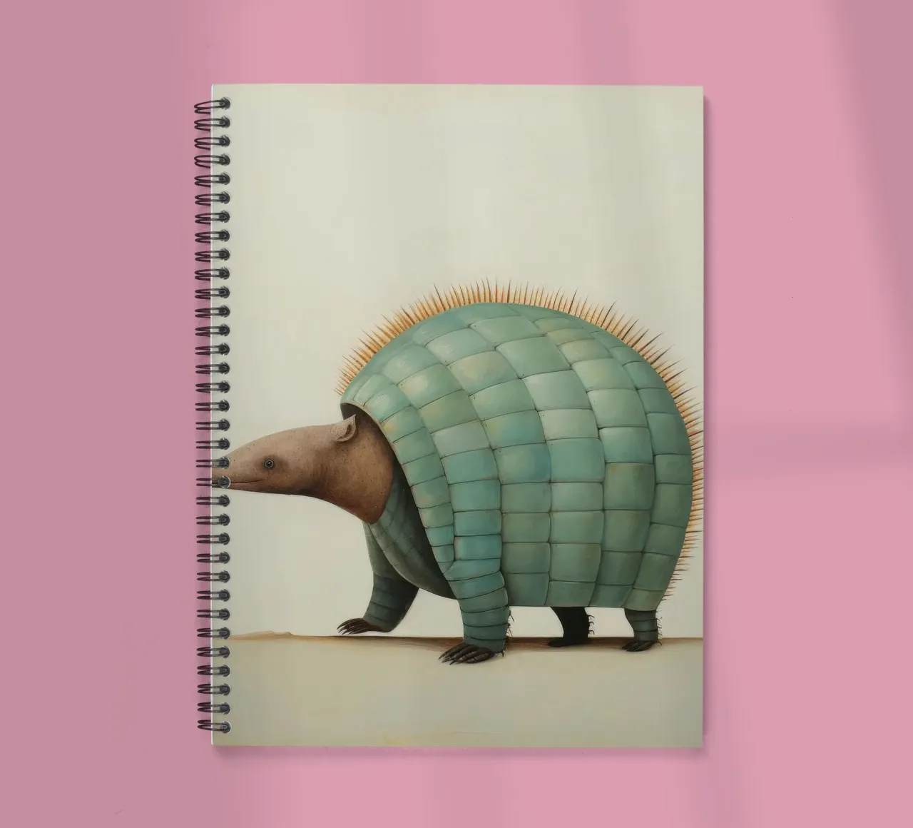 Minimal Armadillo 1 spiral notebook by Minimal Animal Art
