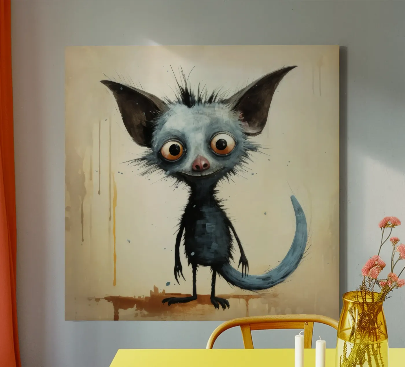 Minimo Aye aye tela da Minimal Animal Art