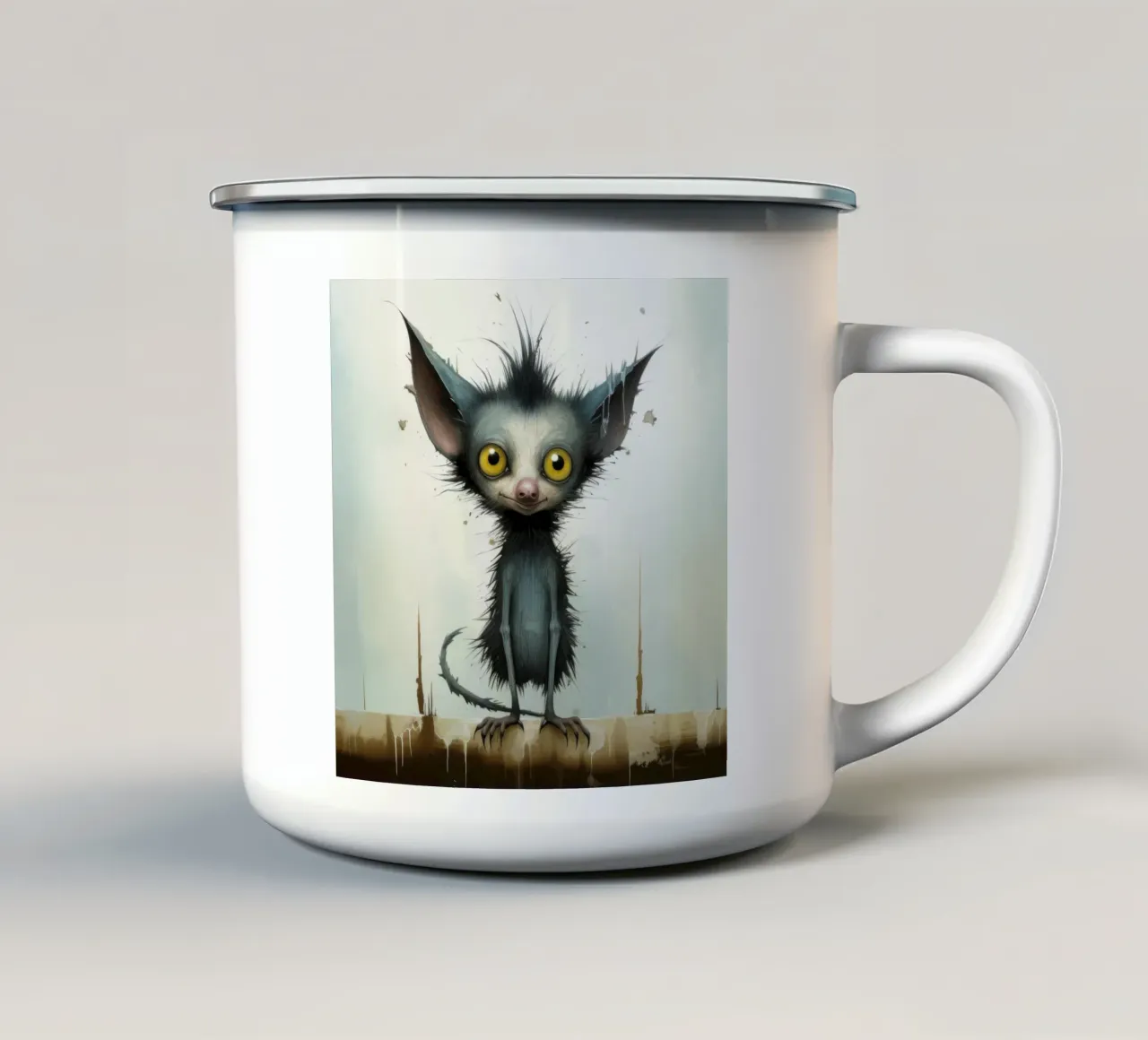 Minimal Ja Ja 3 Emaille Tasse von Minimal Animal Art