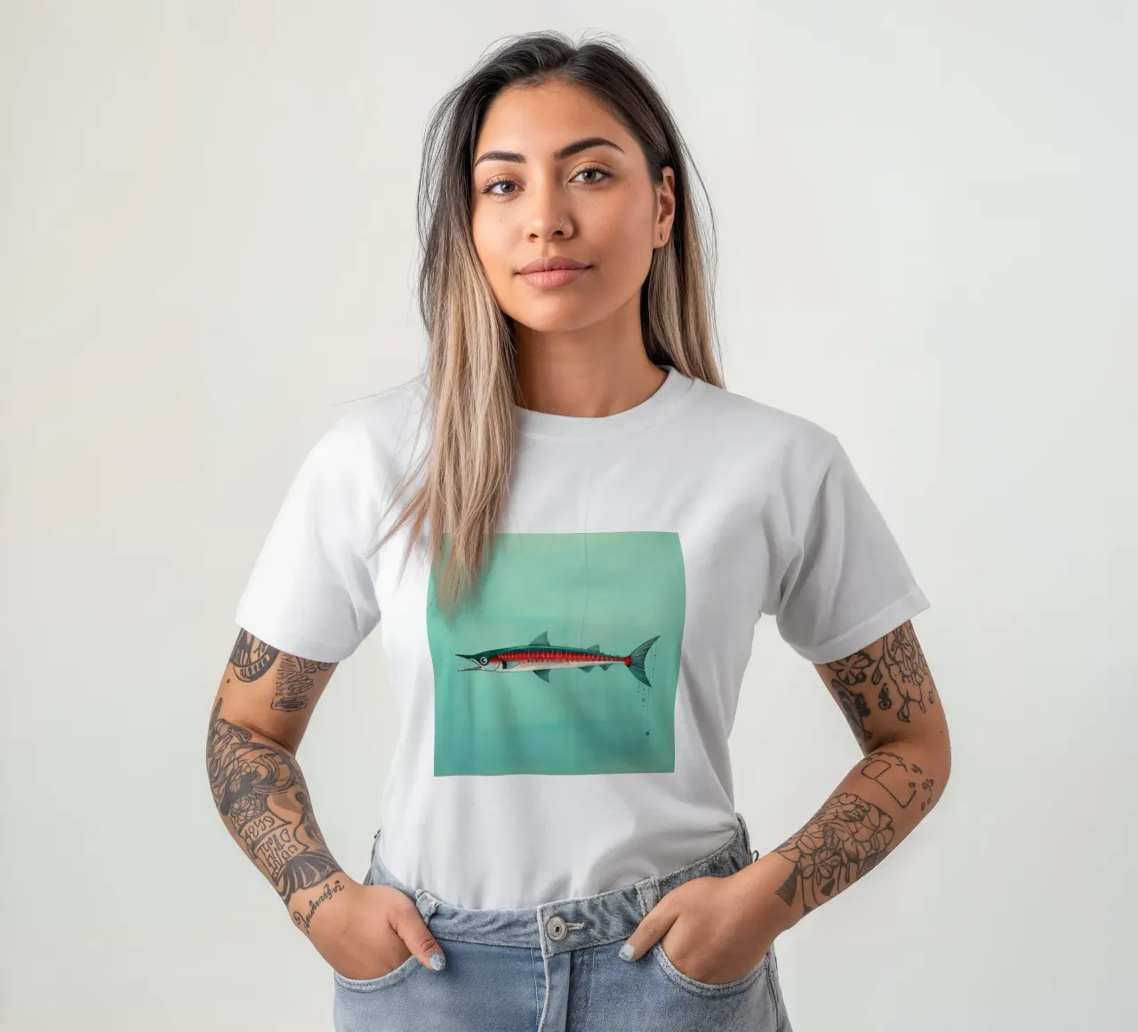 Barracuda minimo 2 t-shirt da Minimal Animal Art