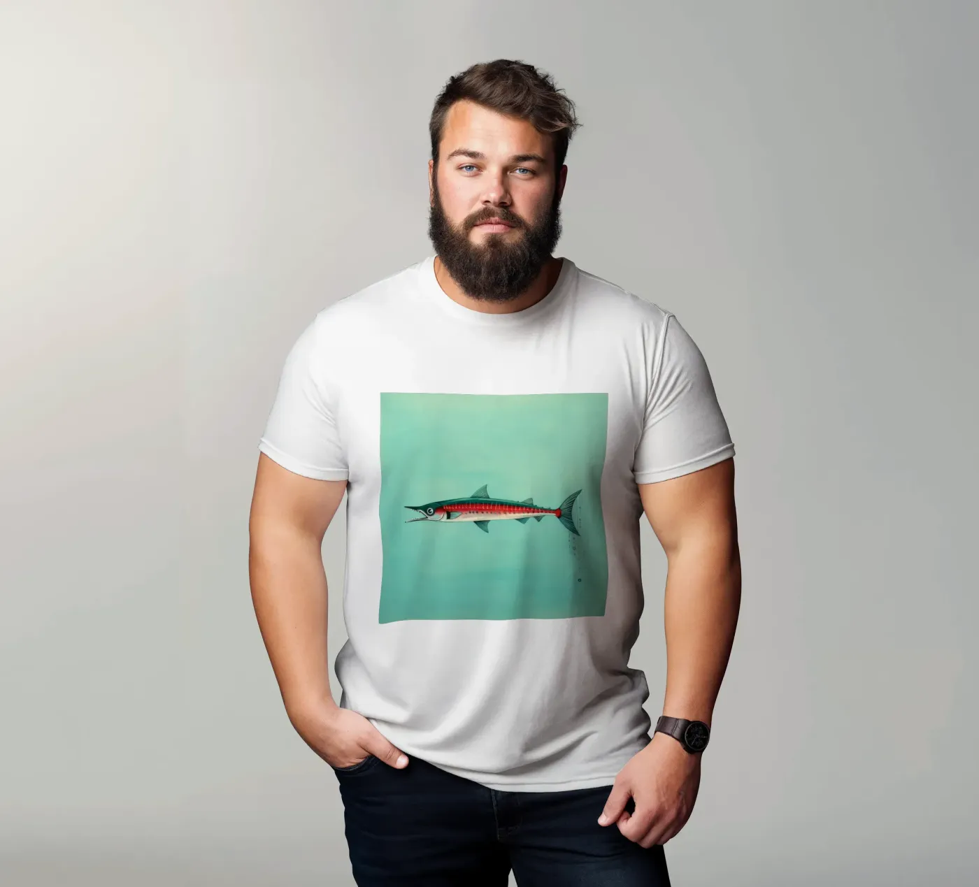 Barracuda minimo t-shirt da Minimal Animal Art