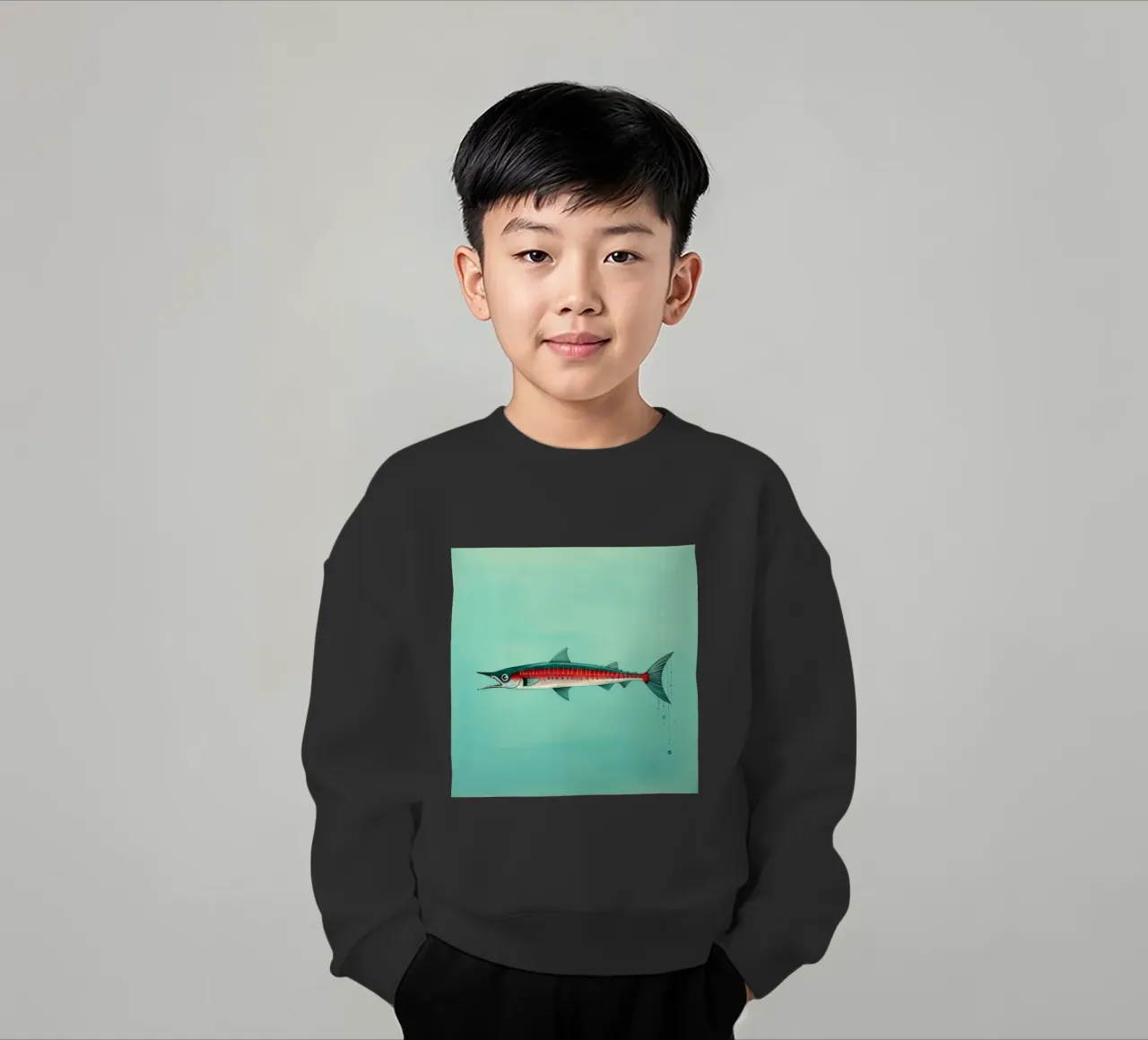 Barracuda minimo 2 felpa bambino da Minimal Animal Art