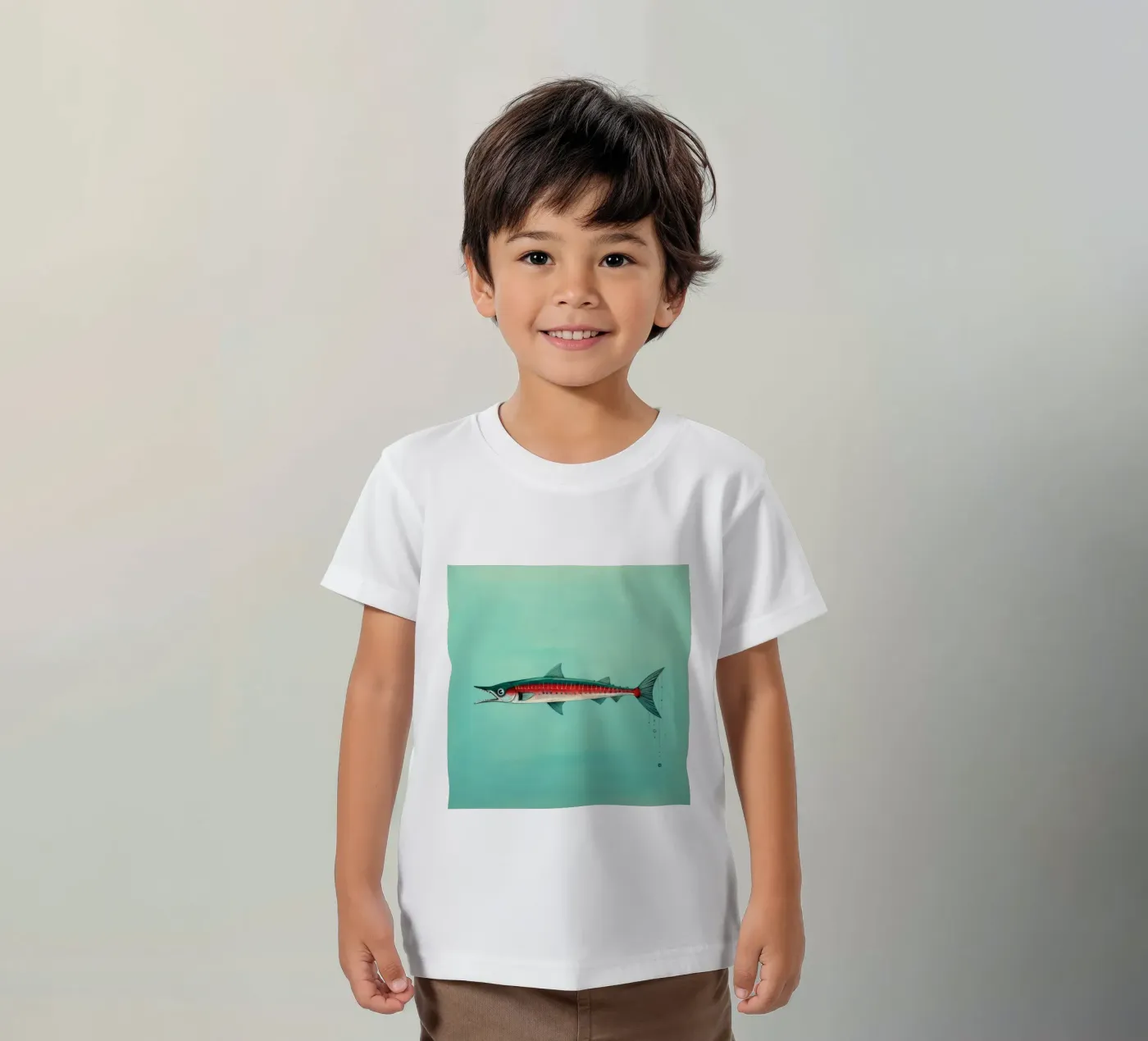 Barracuda minimo t-shirt bambini da Minimal Animal Art