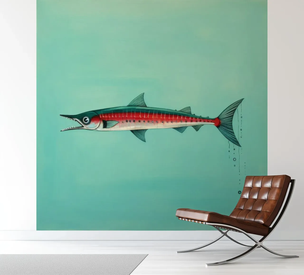 Minimum Barracuda fotobehang van Minimal Animal Art