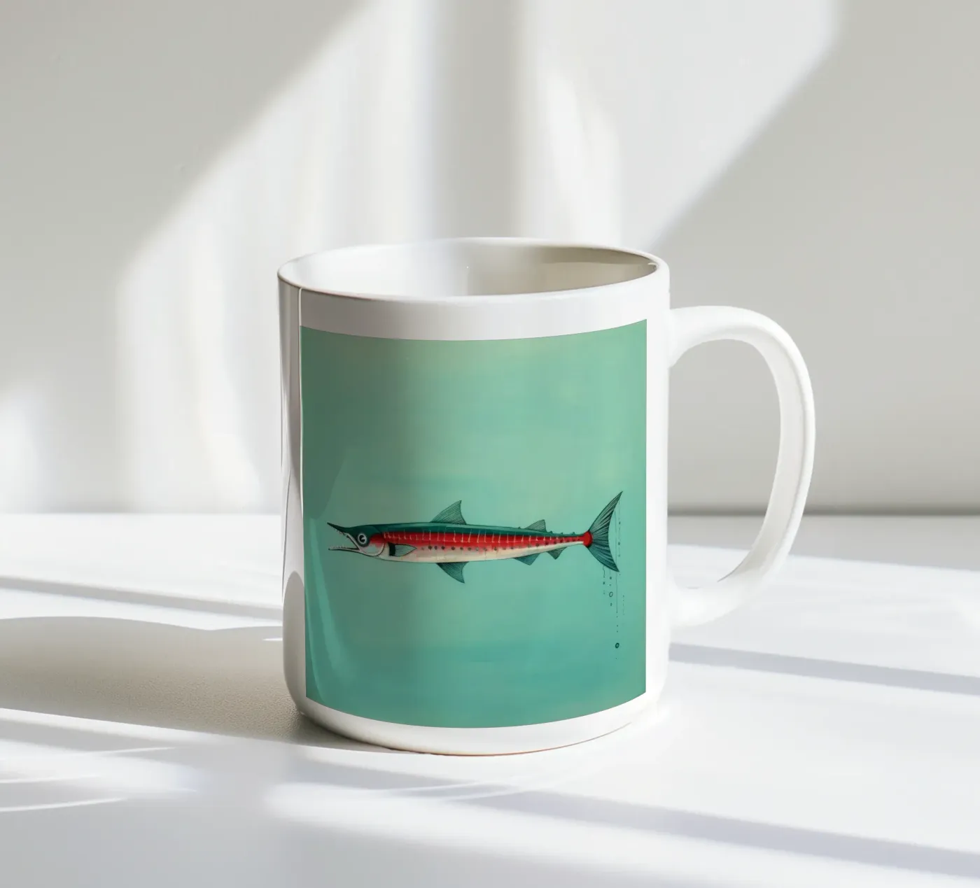 Minimum Barracuda ceramic mug by Minimal Animal Art