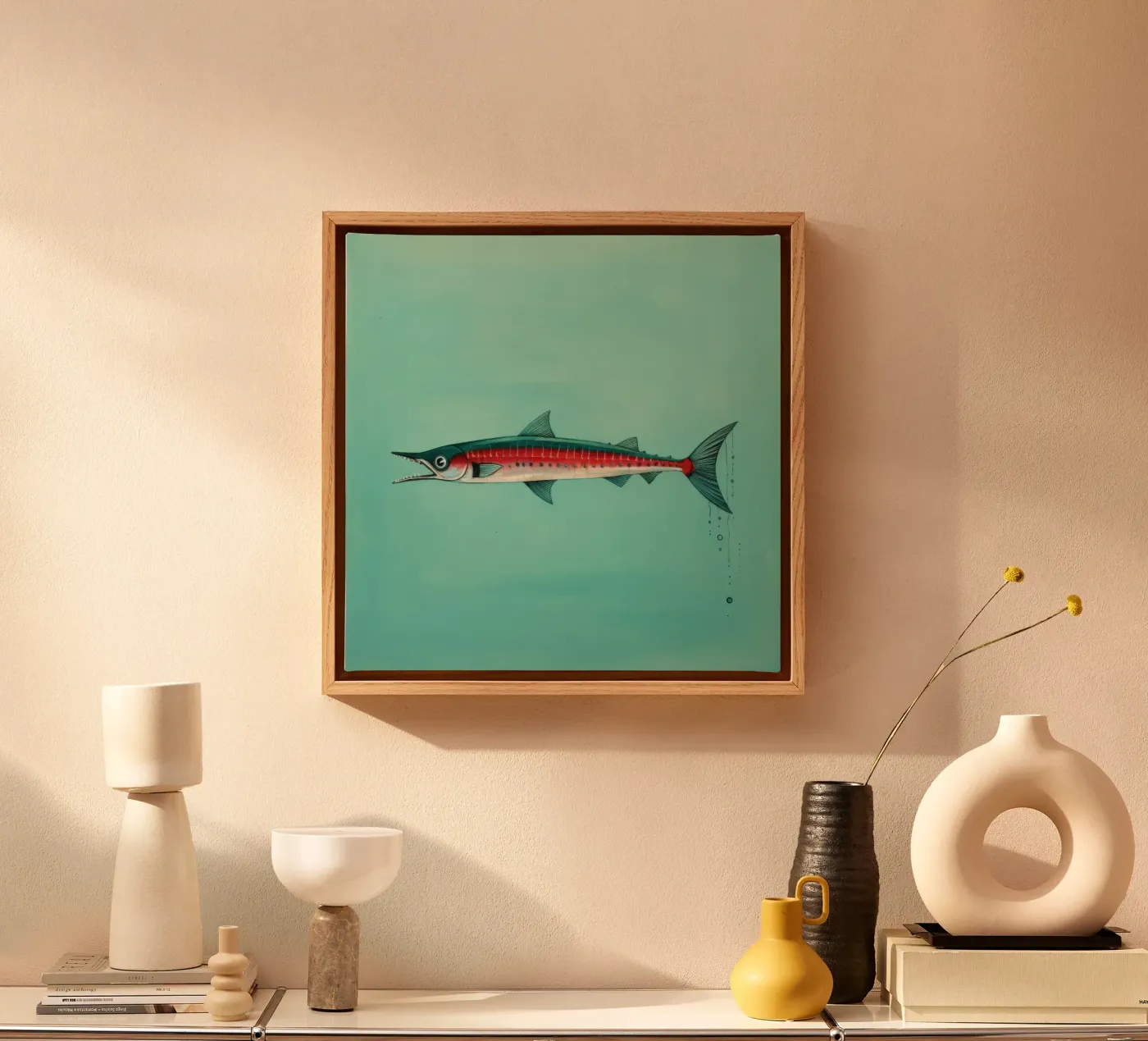 Minimum Barracuda canvas by Minimal Animal Art