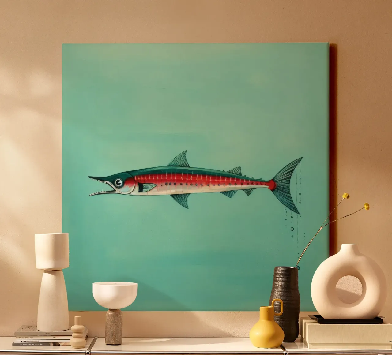 Minimum Barracuda canvas by Minimal Animal Art
