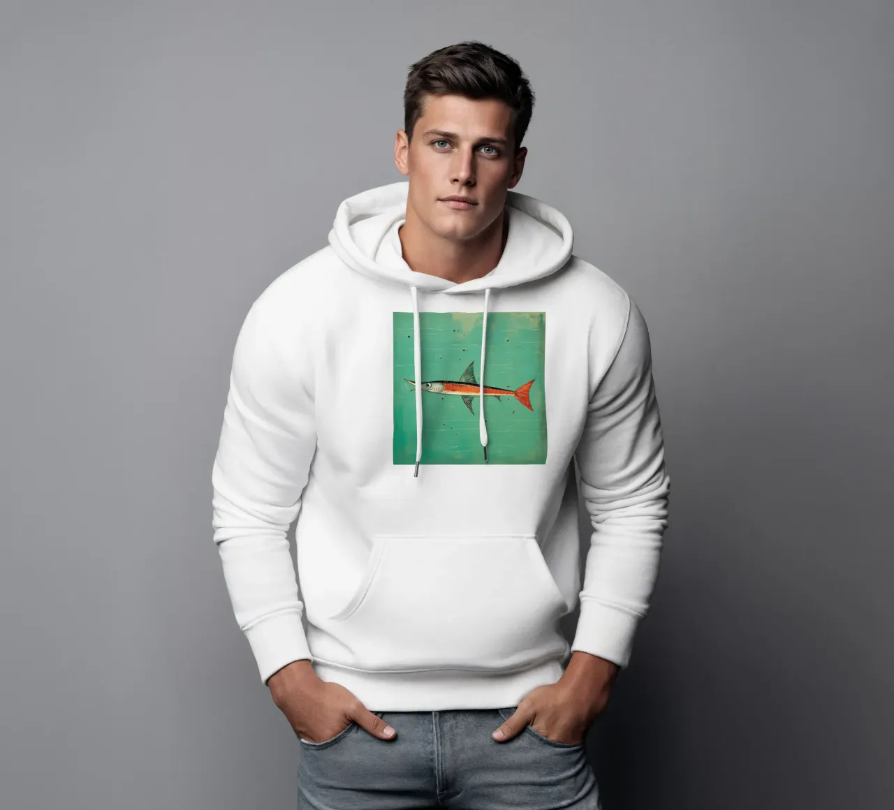 Barracuda minimo 3 felpa con cappuccio da Minimal Animal Art