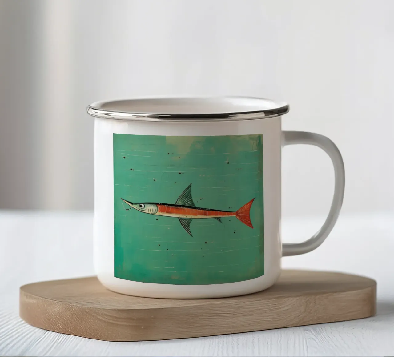 Barracuda minimo 3 tazza in smalto da Minimal Animal Art