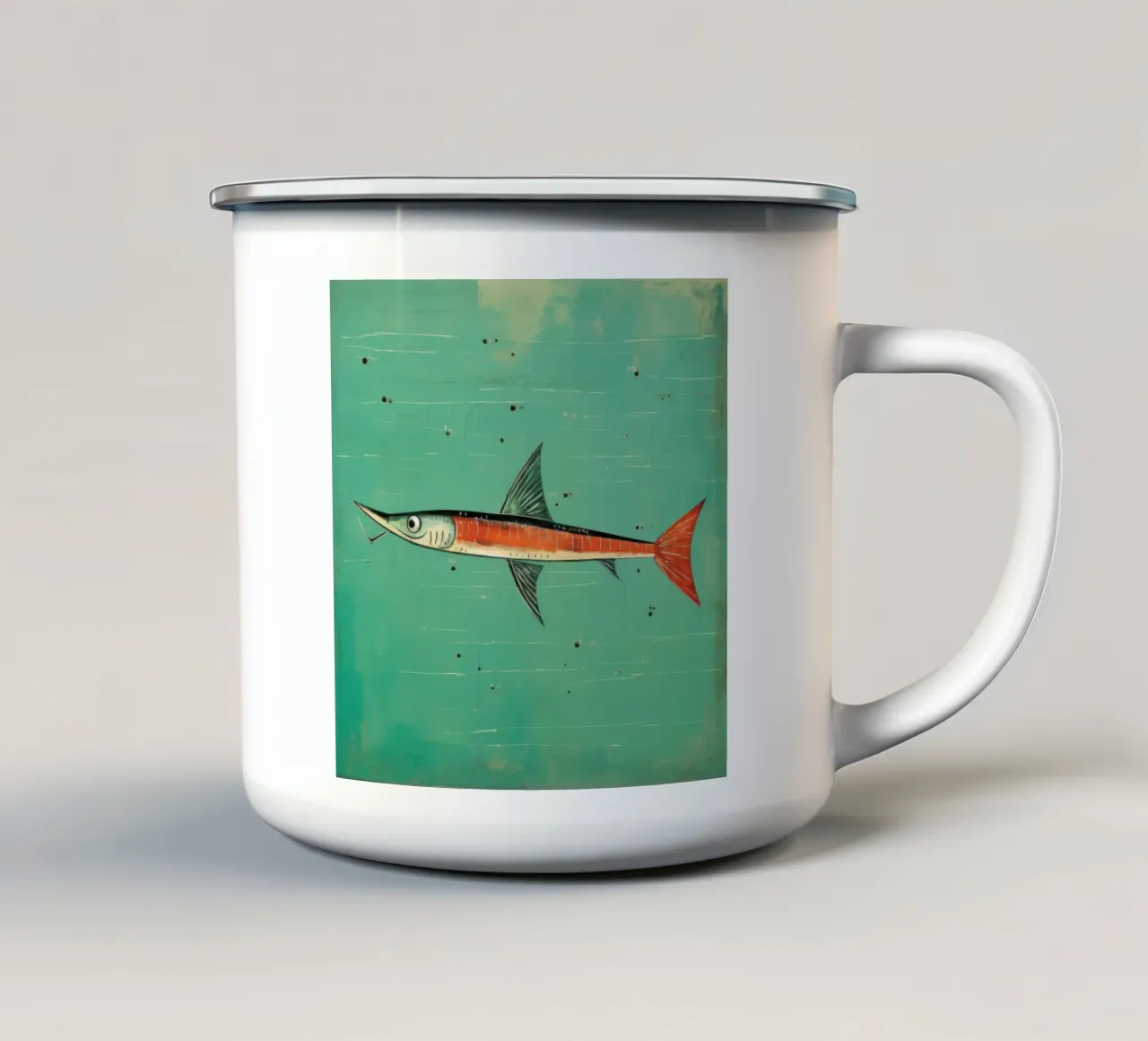 Barracuda minimo 3 tazza in smalto da Minimal Animal Art