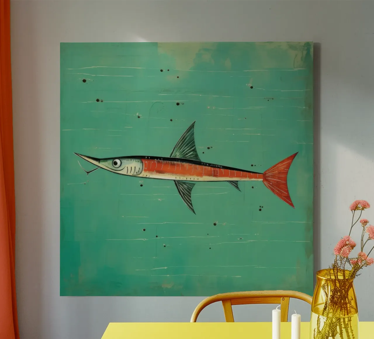 Barracuda minimo tela da Minimal Animal Art