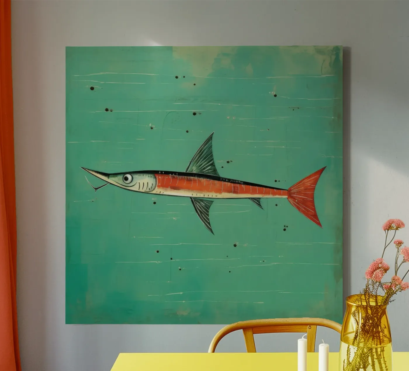 Minimum Barracuda canvas by Minimal Animal Art