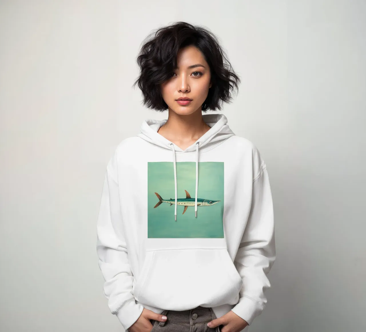 Barracuda minimo 4 felpa con cappuccio da Minimal Animal Art
