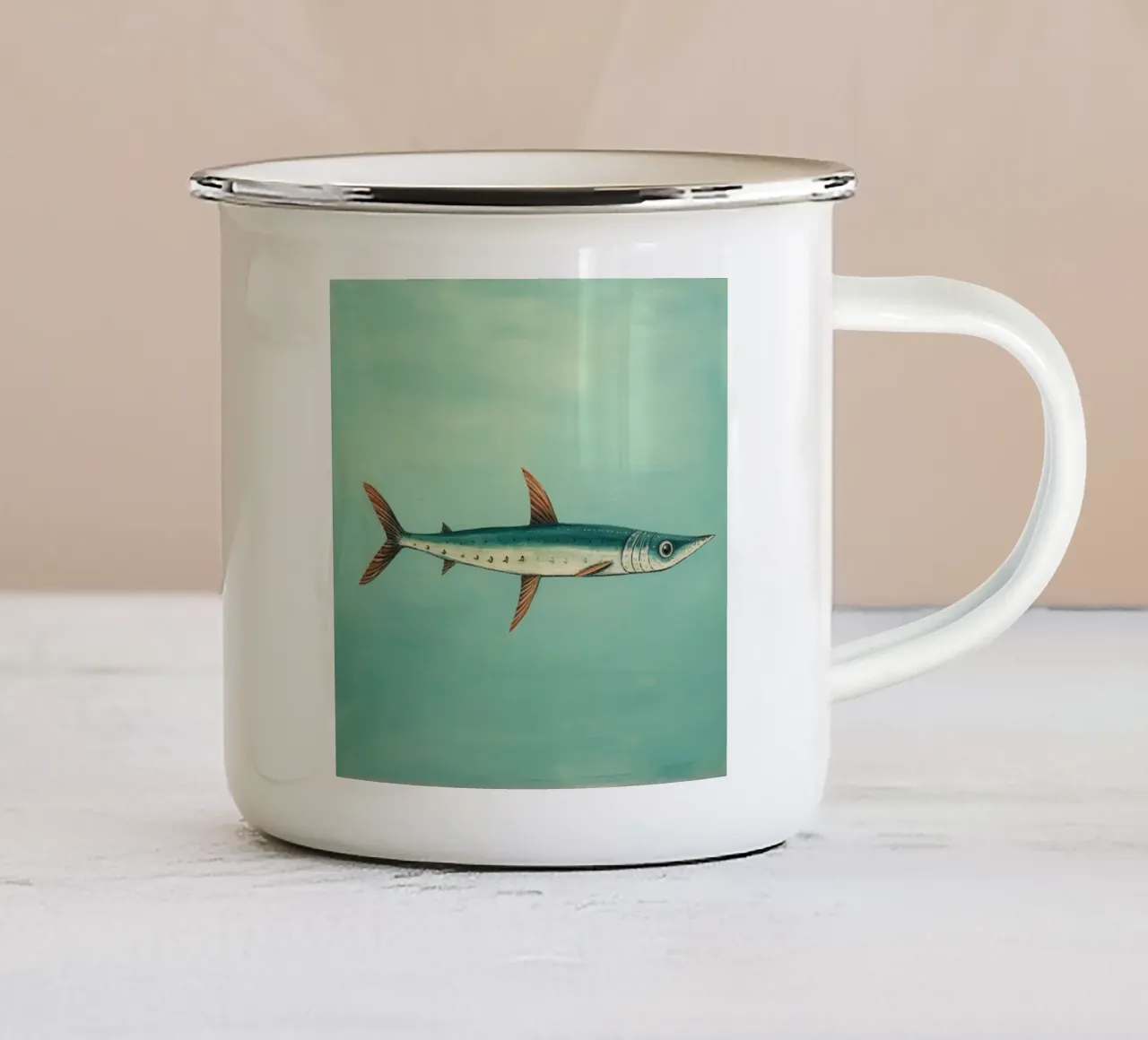 Barracuda minimo 4 tazza in smalto da Minimal Animal Art