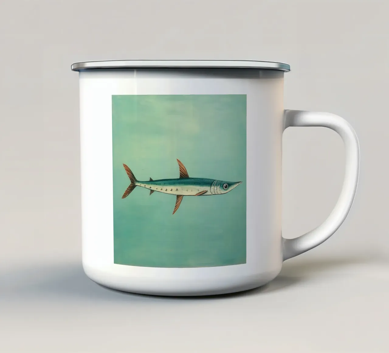 Barracuda minimo 4 tazza in smalto da Minimal Animal Art