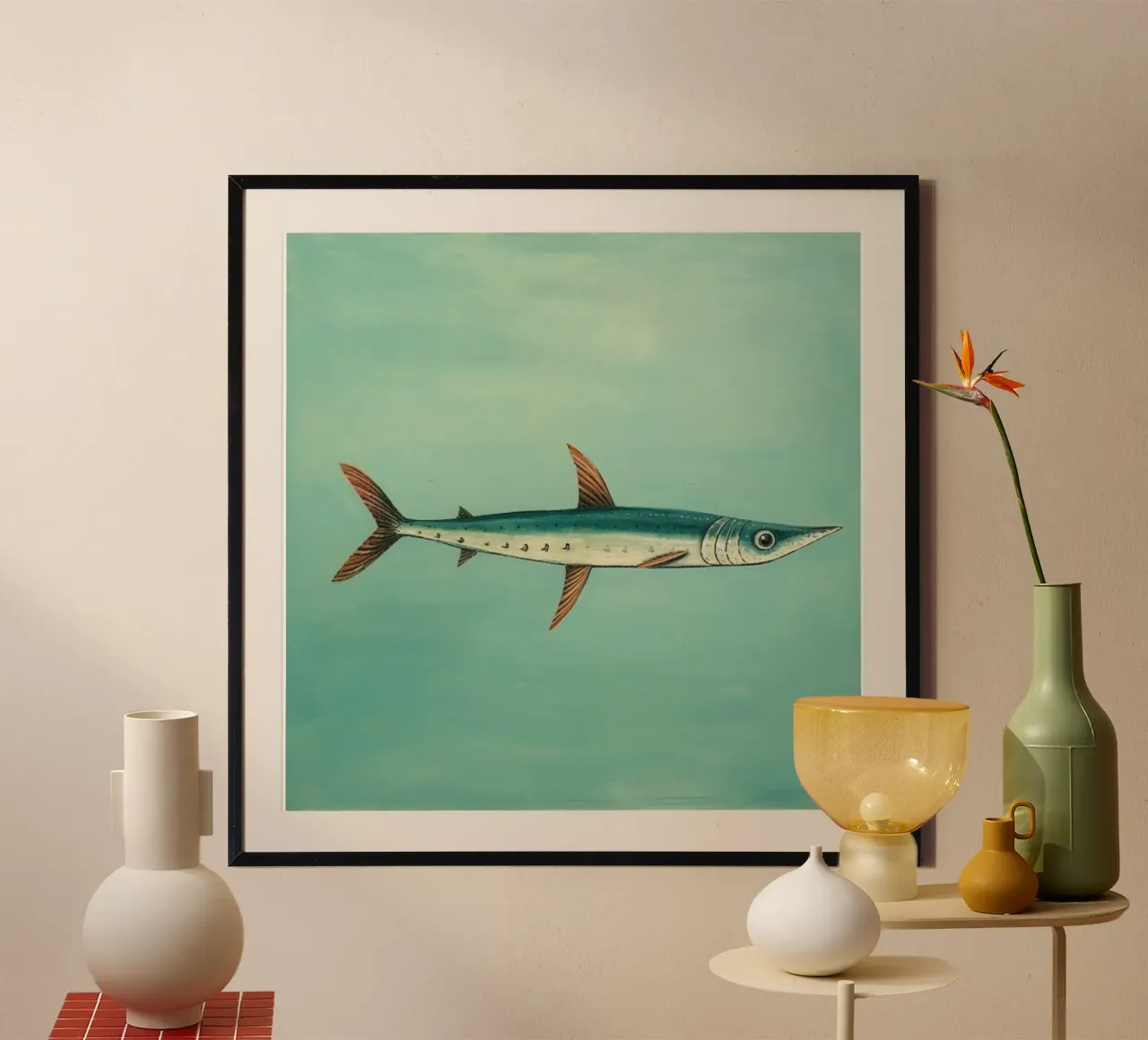 Minimum Barracuda poster da Minimal Animal Art