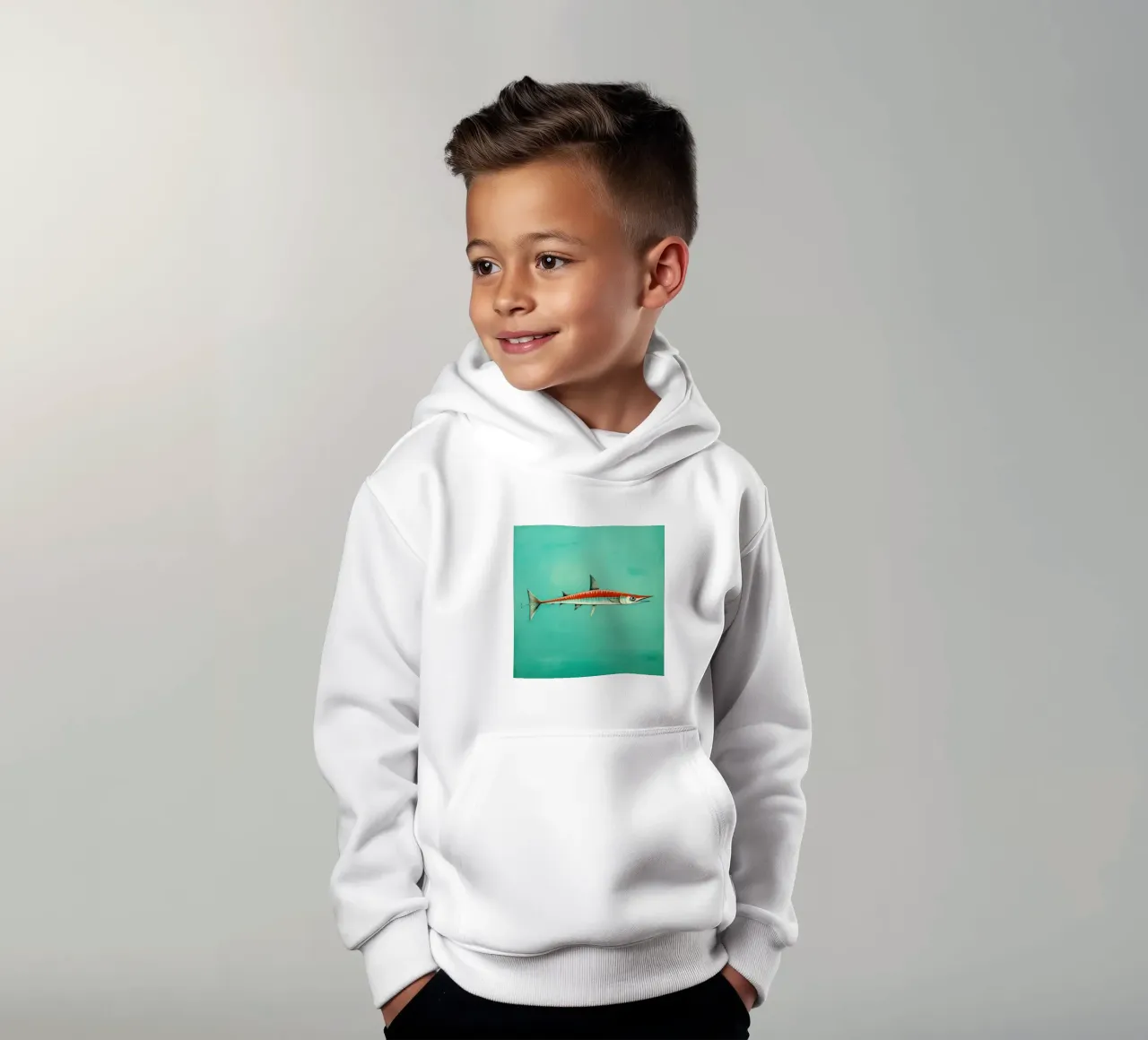 Barracuda minimo 1 felpa bambino con cappuccio da Minimal Animal Art
