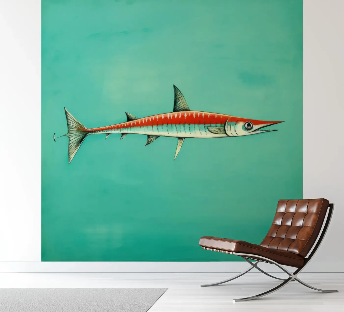Minimal Barracuda Fototapete von Minimal Animal Art