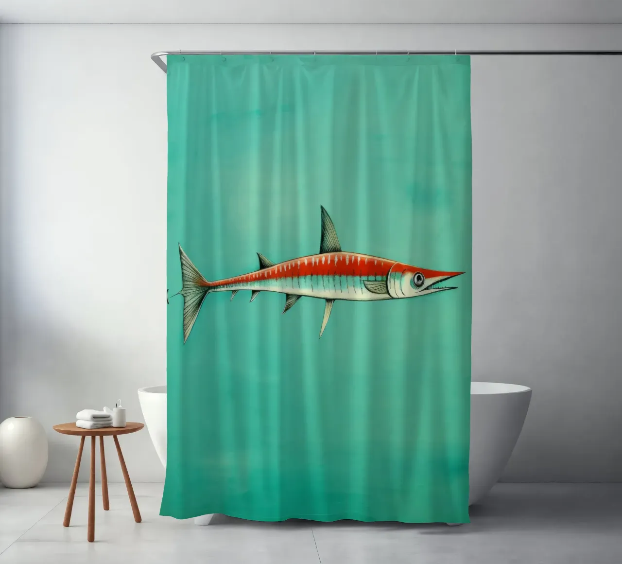 Barracuda minimo 1 tenda da doccia da Minimal Animal Art