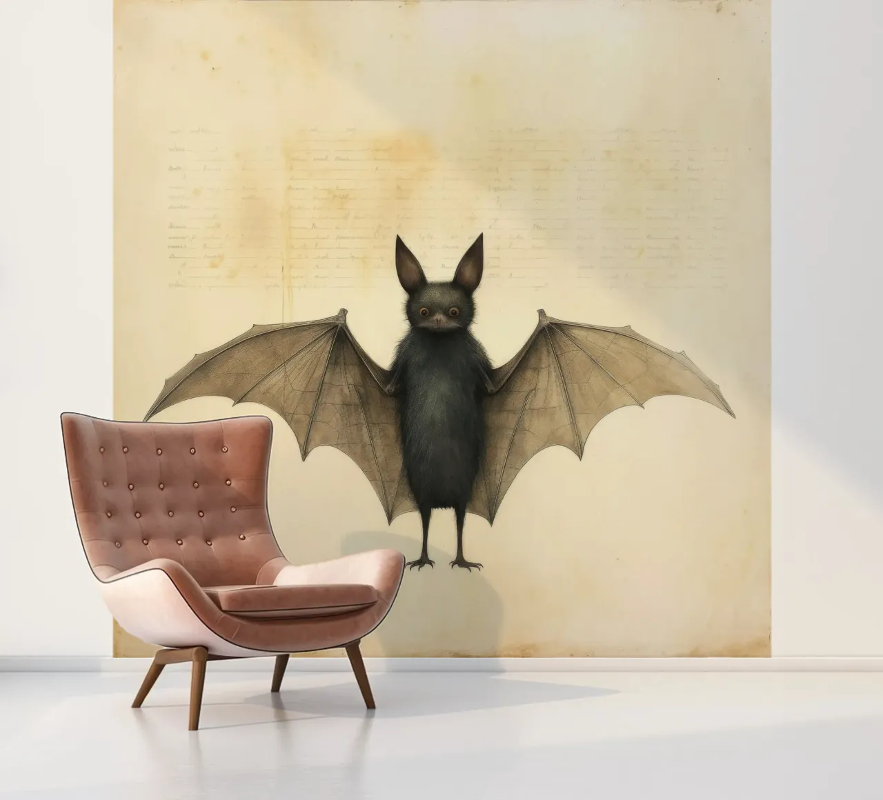 Minimum Bat fotobehang van Minimal Animal Art