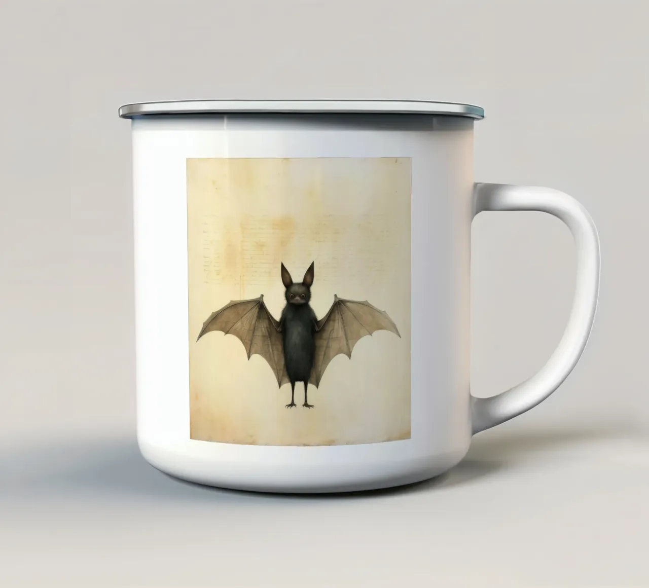 Minimal Fledermaus 2 Emaille Tasse von Minimal Animal Art