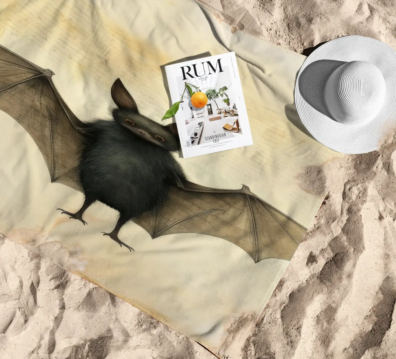 Pipistrello minimo 2 telo mare da Minimal Animal Art