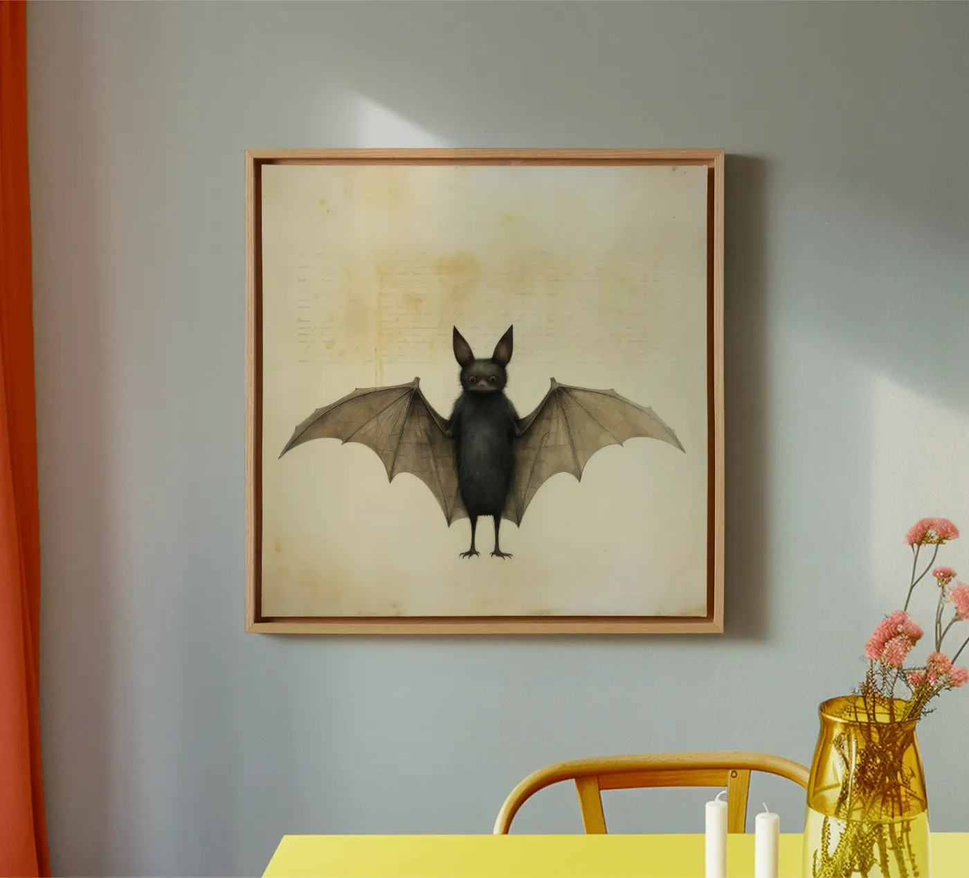 Minimum Bat canvas van Minimal Animal Art