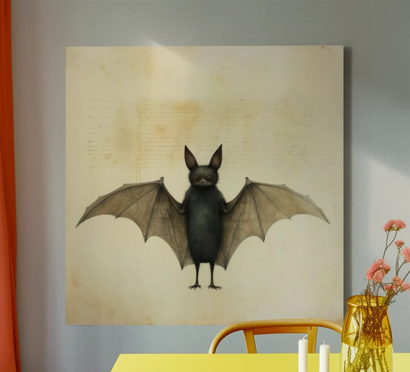 Minimum Bat canvas van Minimal Animal Art