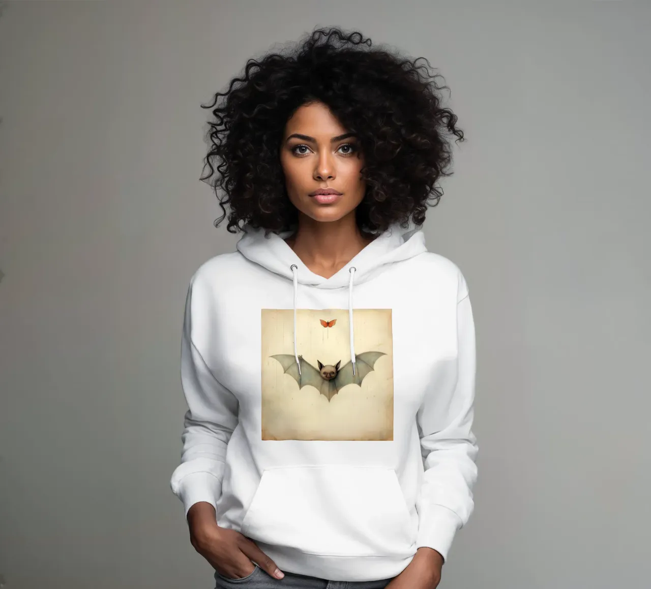Pipistrello minimo 3 felpa con cappuccio da Minimal Animal Art