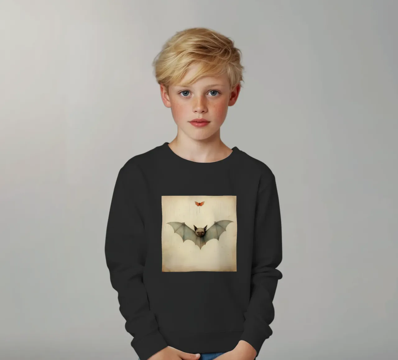 Pipistrello minimo 3 felpa bambino da Minimal Animal Art