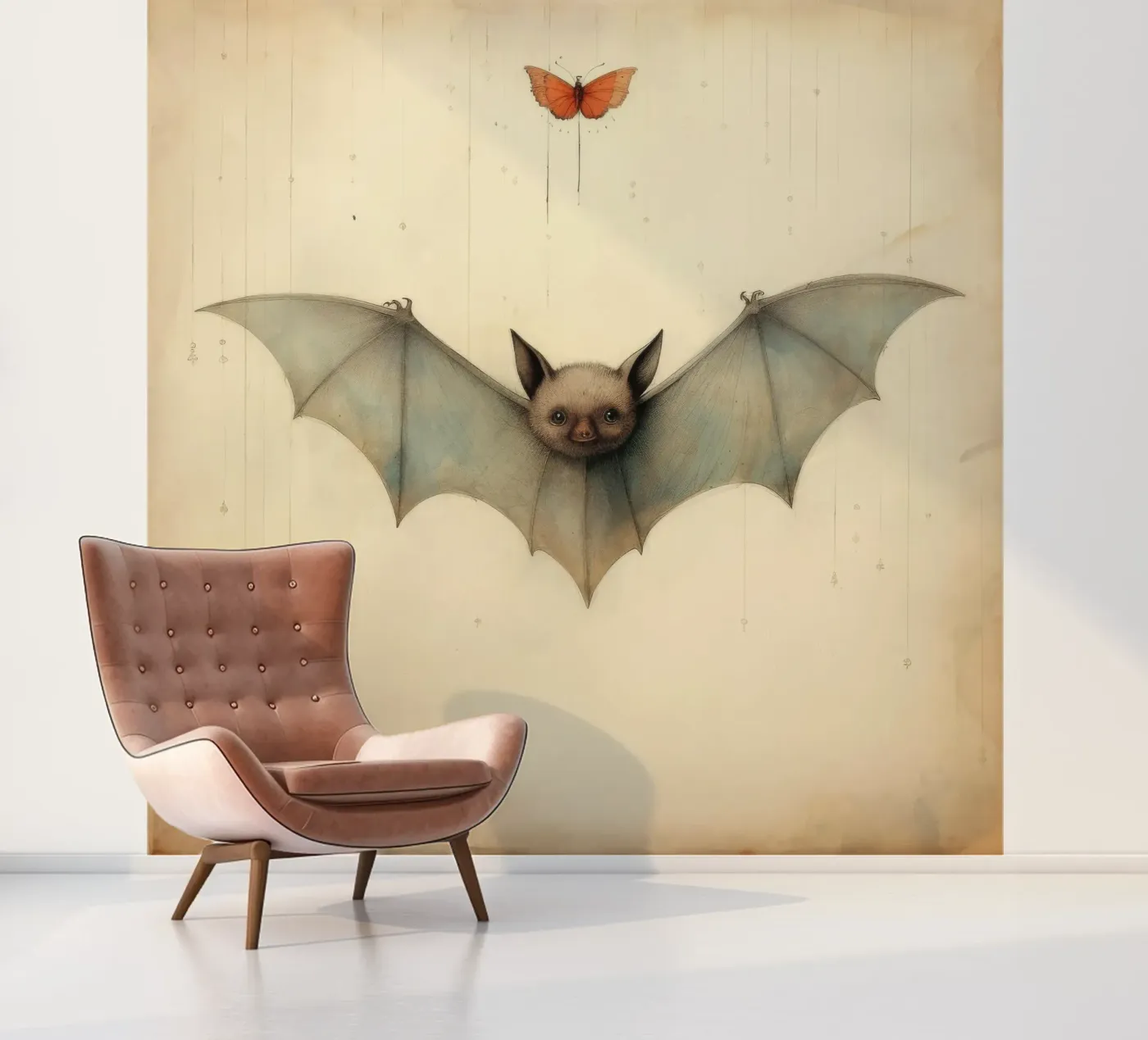 Minimum Bat Fototapete von Minimal Animal Art