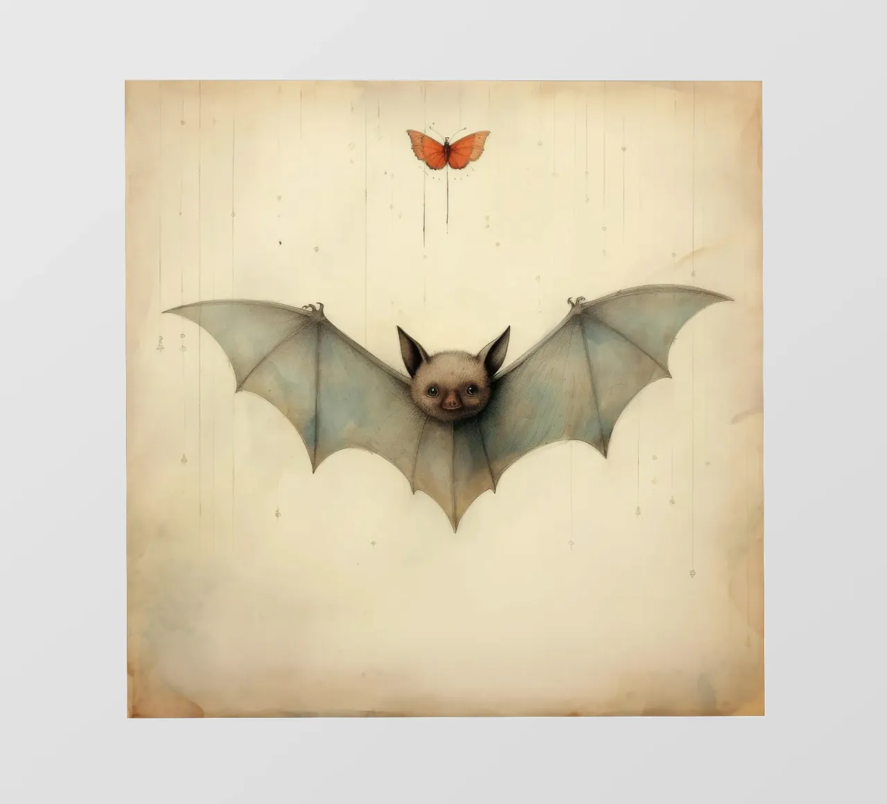 Minimum Bat fotobehang van Minimal Animal Art