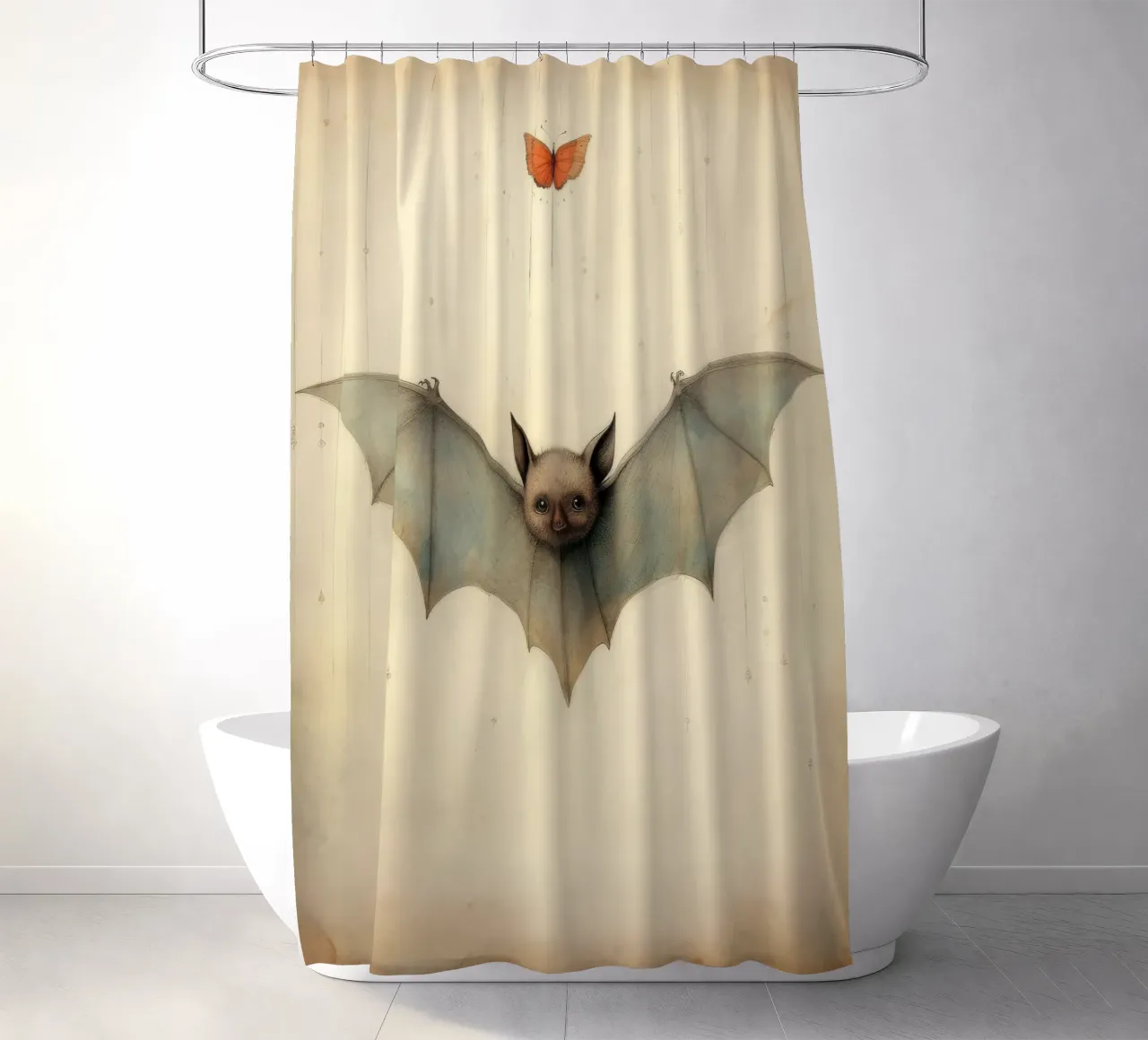 Pipistrello minimo 3 tenda da doccia da Minimal Animal Art