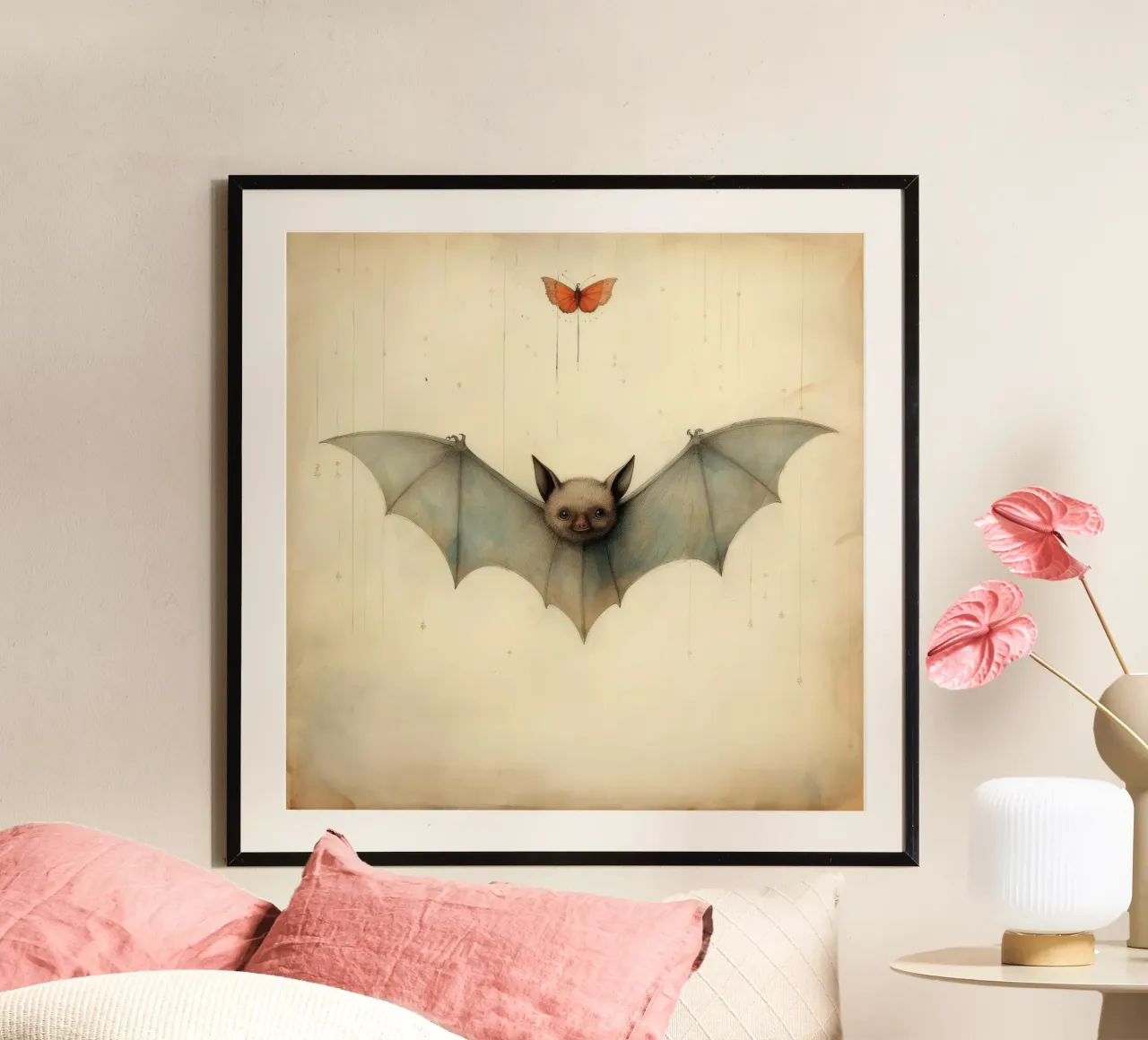 Pipistrello minimo 3 carta hahnemühle da Minimal Animal Art