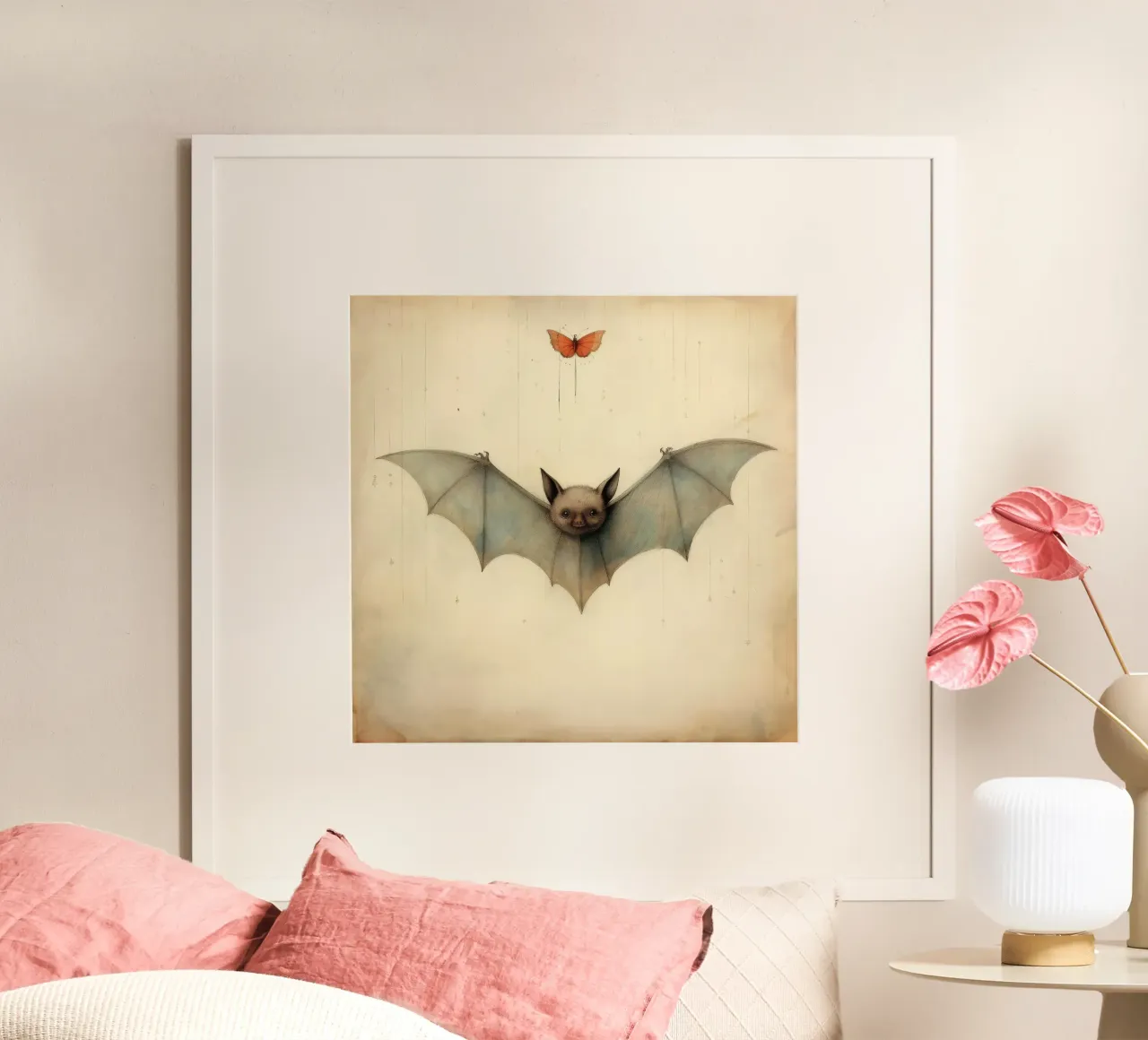 Pipistrello minimo 3 carta hahnemühle da Minimal Animal Art