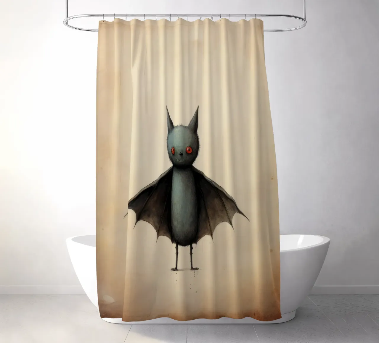 Pipistrello minimo 4 tenda da doccia da Minimal Animal Art