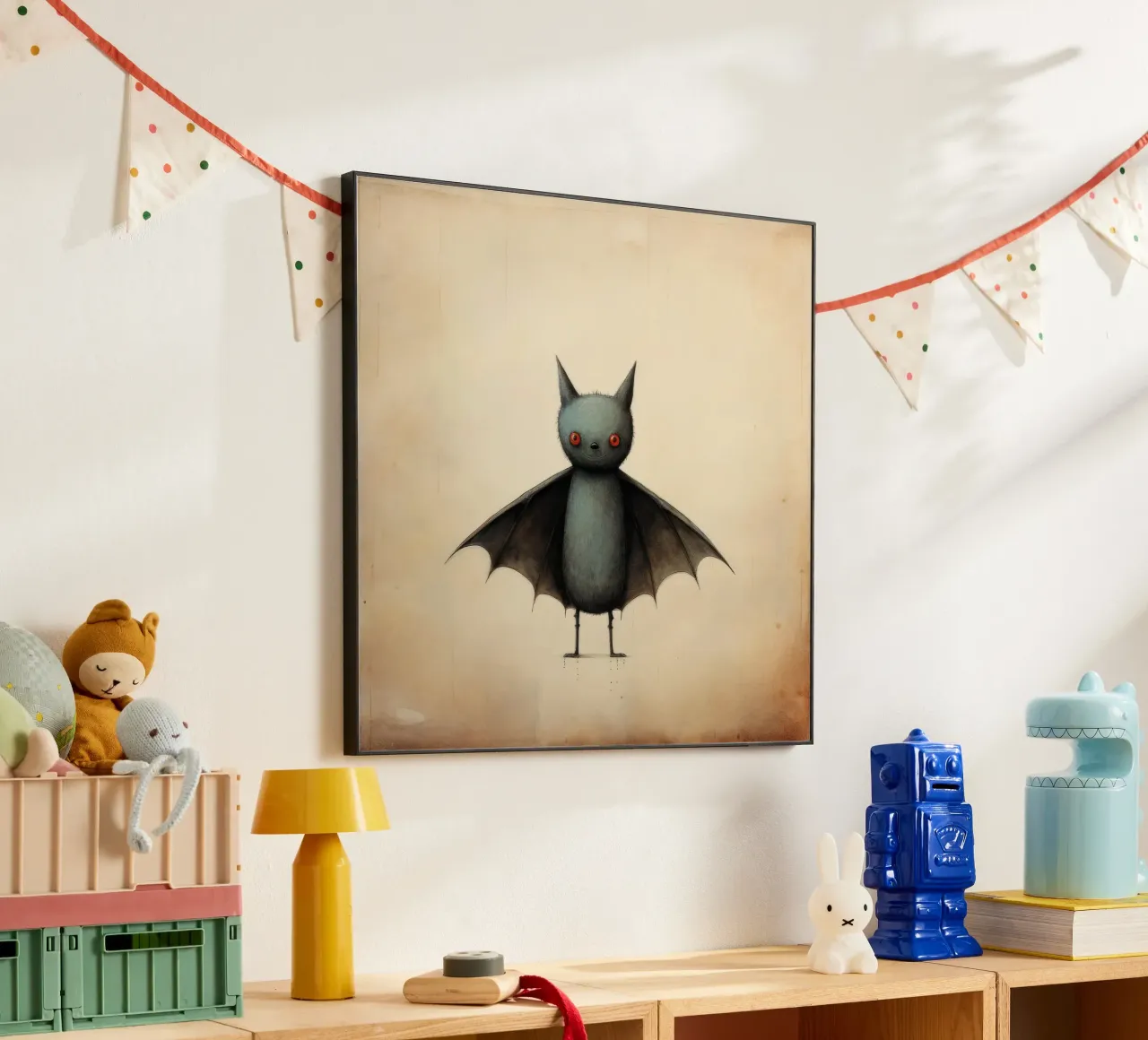 Pipistrello minimo 4 pannello forex da Minimal Animal Art
