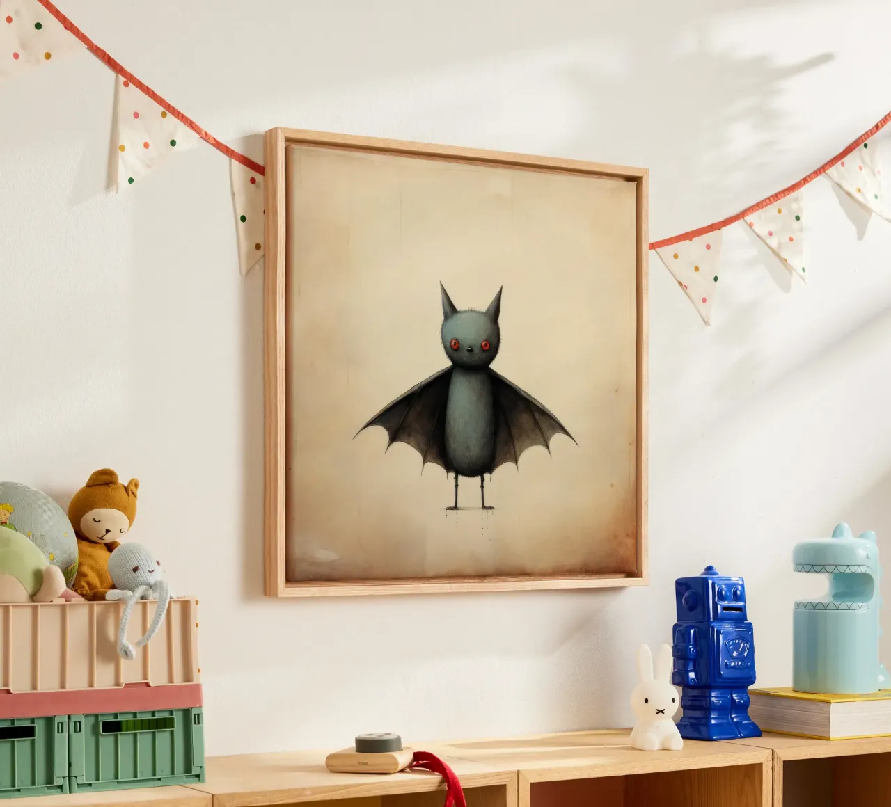 Pipistrello minimo 4 tela da Minimal Animal Art