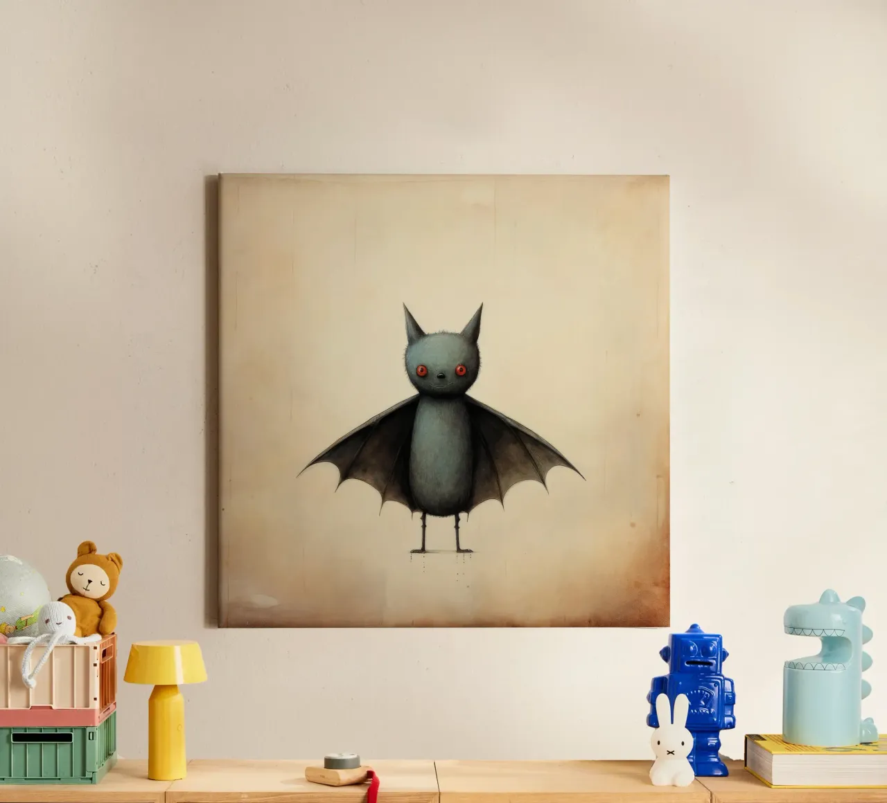 Pipistrello minimo 4 tela da Minimal Animal Art