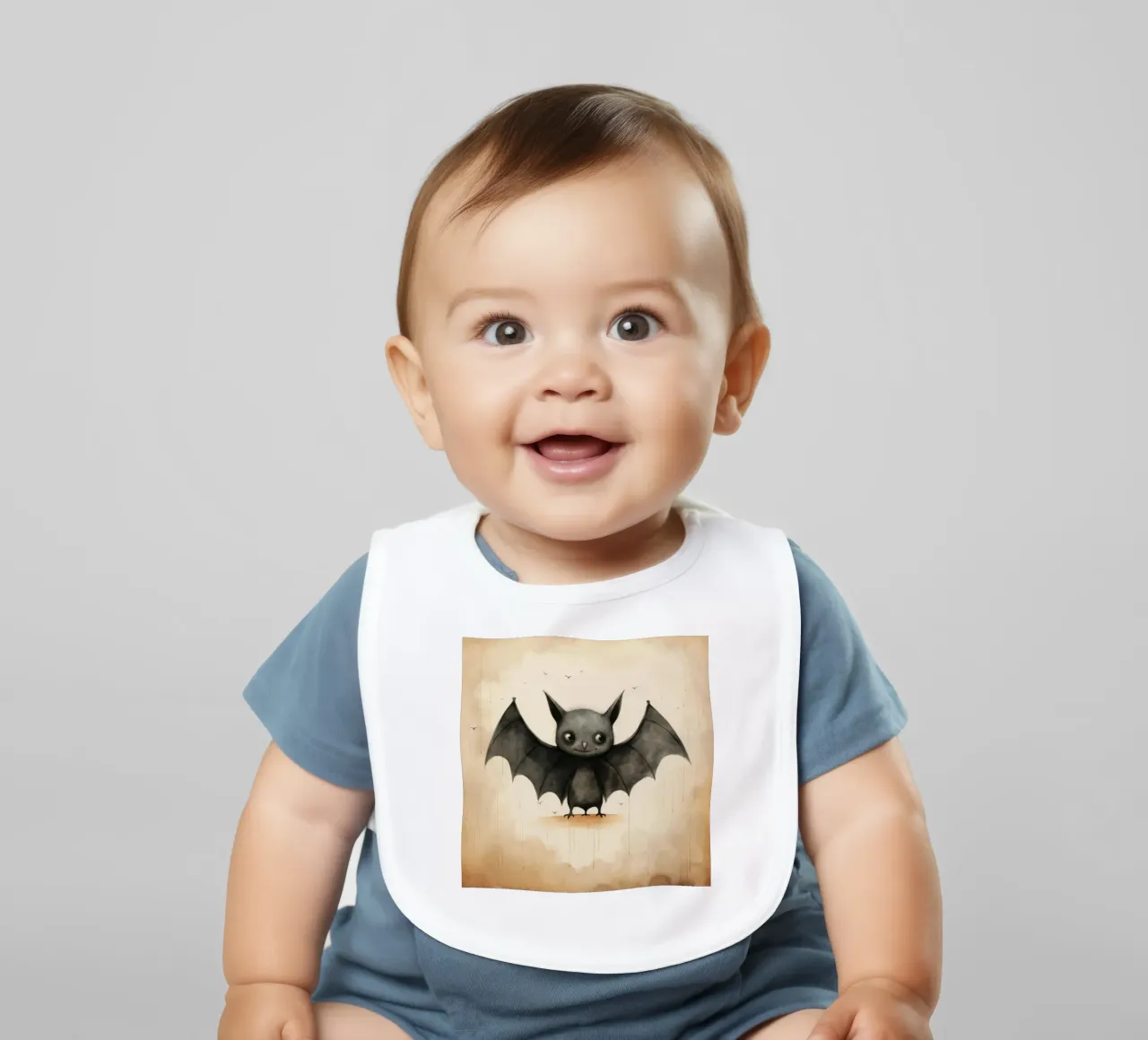 Minimale vleermuis 1 baby slabbetje van Minimal Animal Art